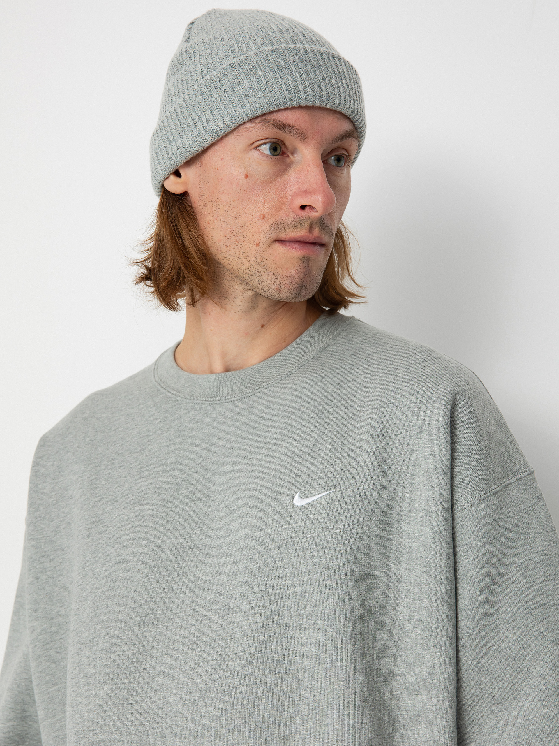 Nike SB Solo Swoosh Pulóver (dk grey heather/white)