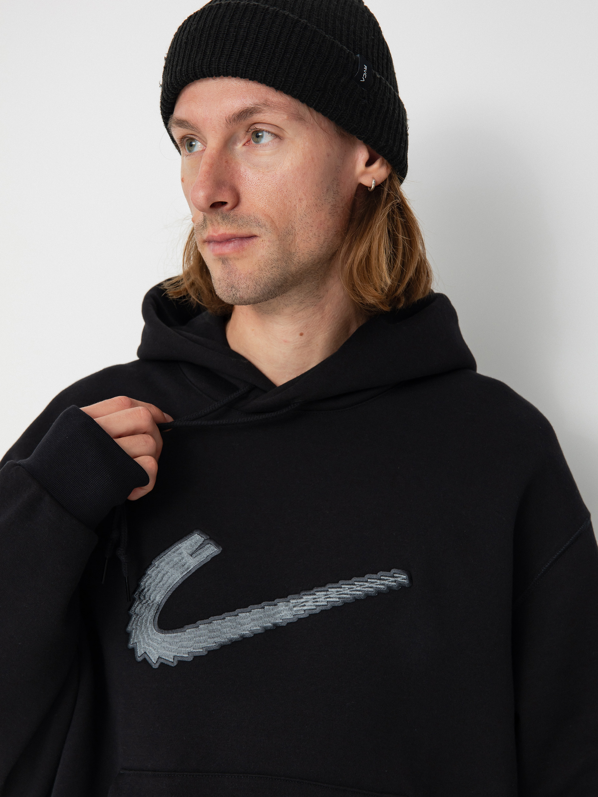 Nike SB Flc N Swoosh HD Kapucnis pulóver (black/white)