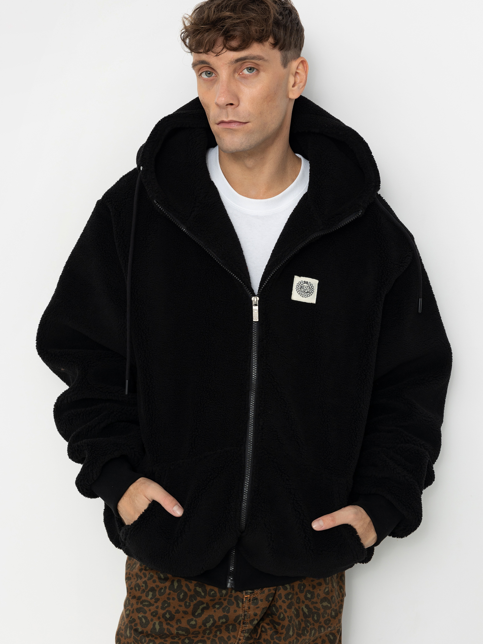 MassDnm Patch Teddy Zip Hoody Dzseki (black)