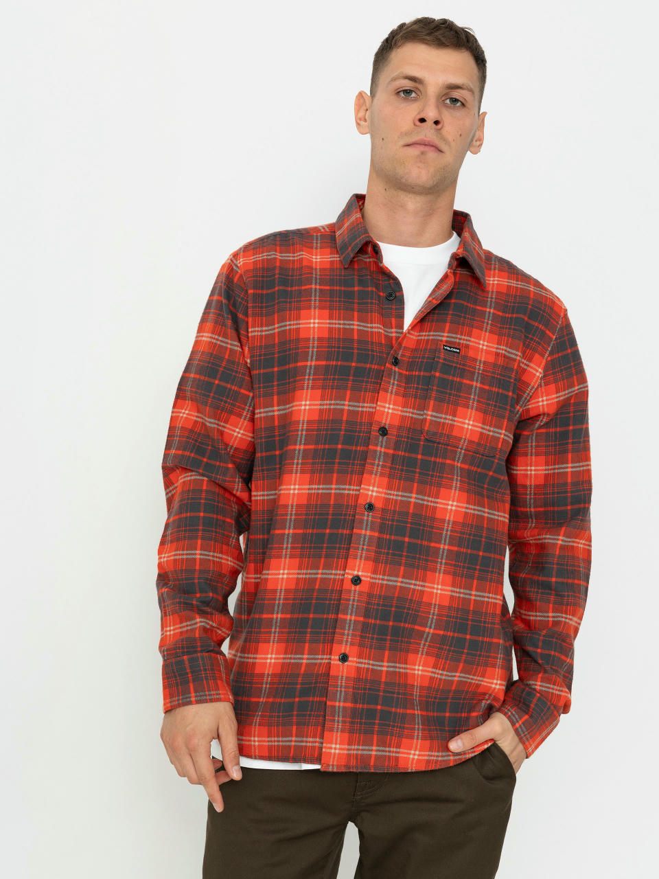 Volcom Caden Plaid Ls Ing (bright red)