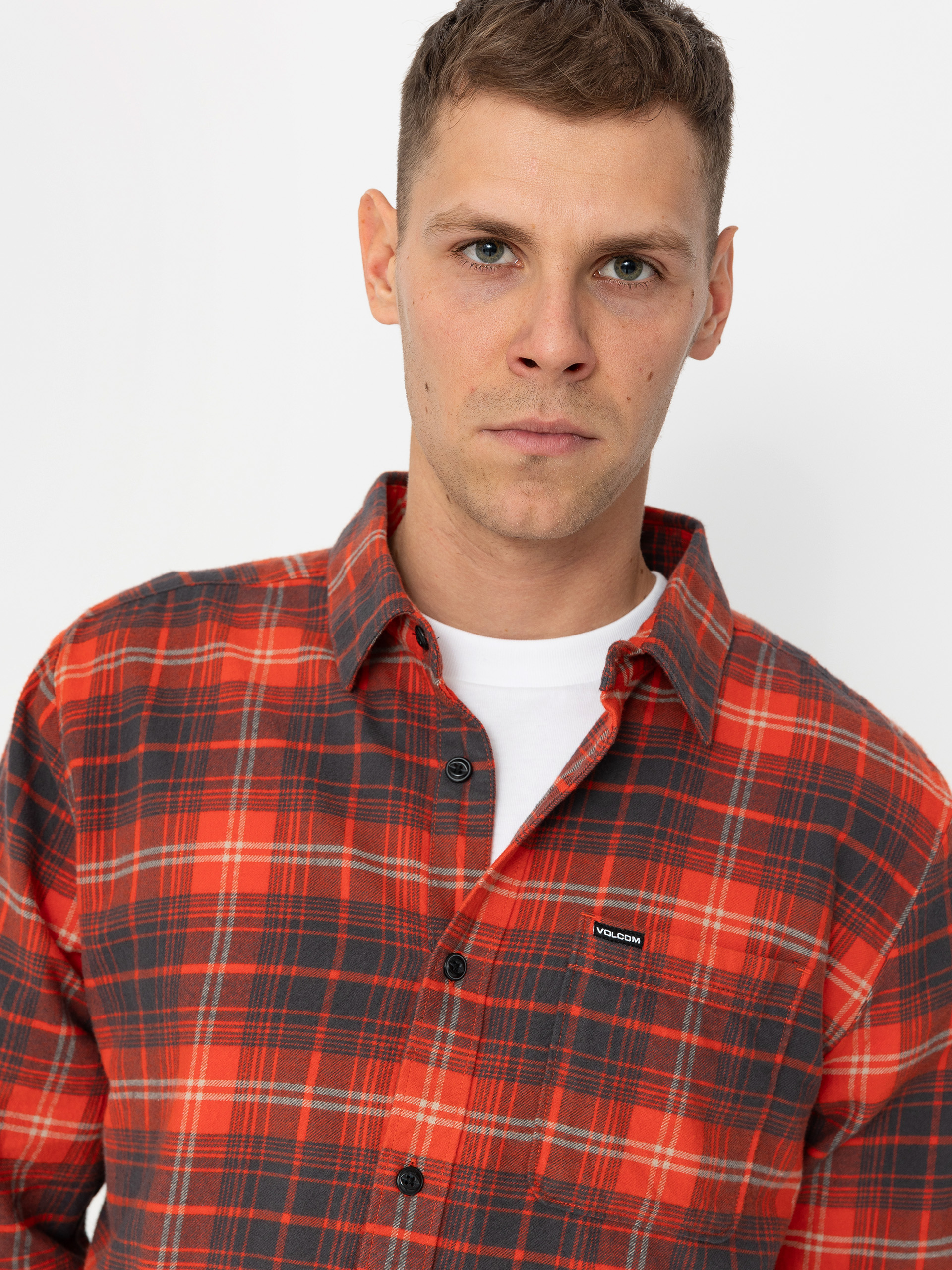 Volcom Caden Plaid Ls Ing (bright red)