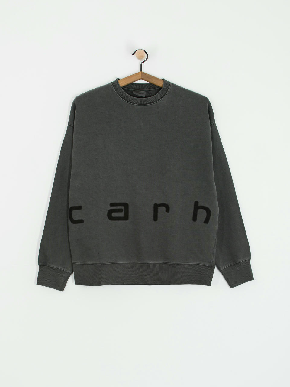 Kapucnis pulóver Carhartt WIP Felt Script (black/black garment dyed)