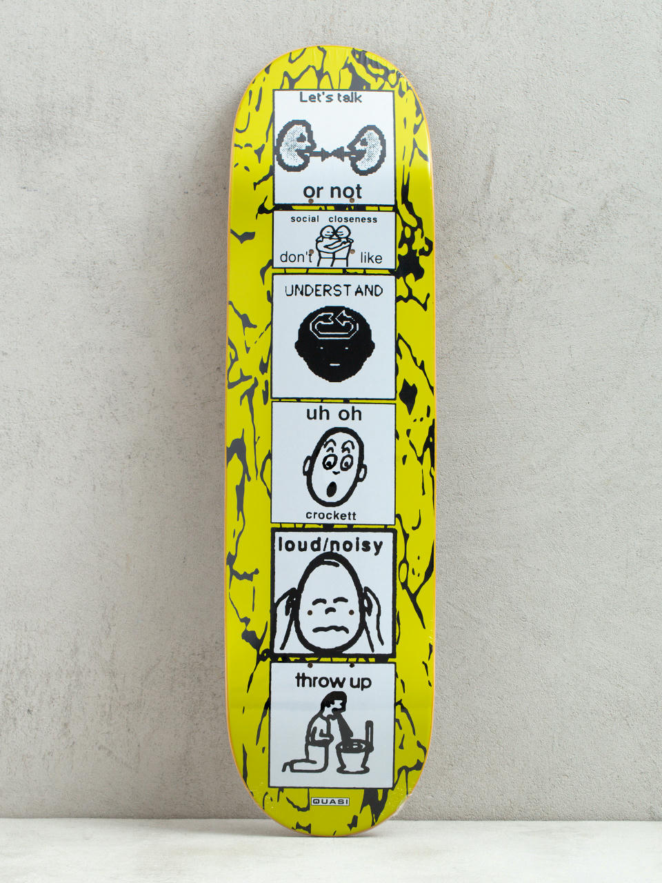 Gördeszka lap Quasi Skateboards Crockett The Puker (yellow/white)