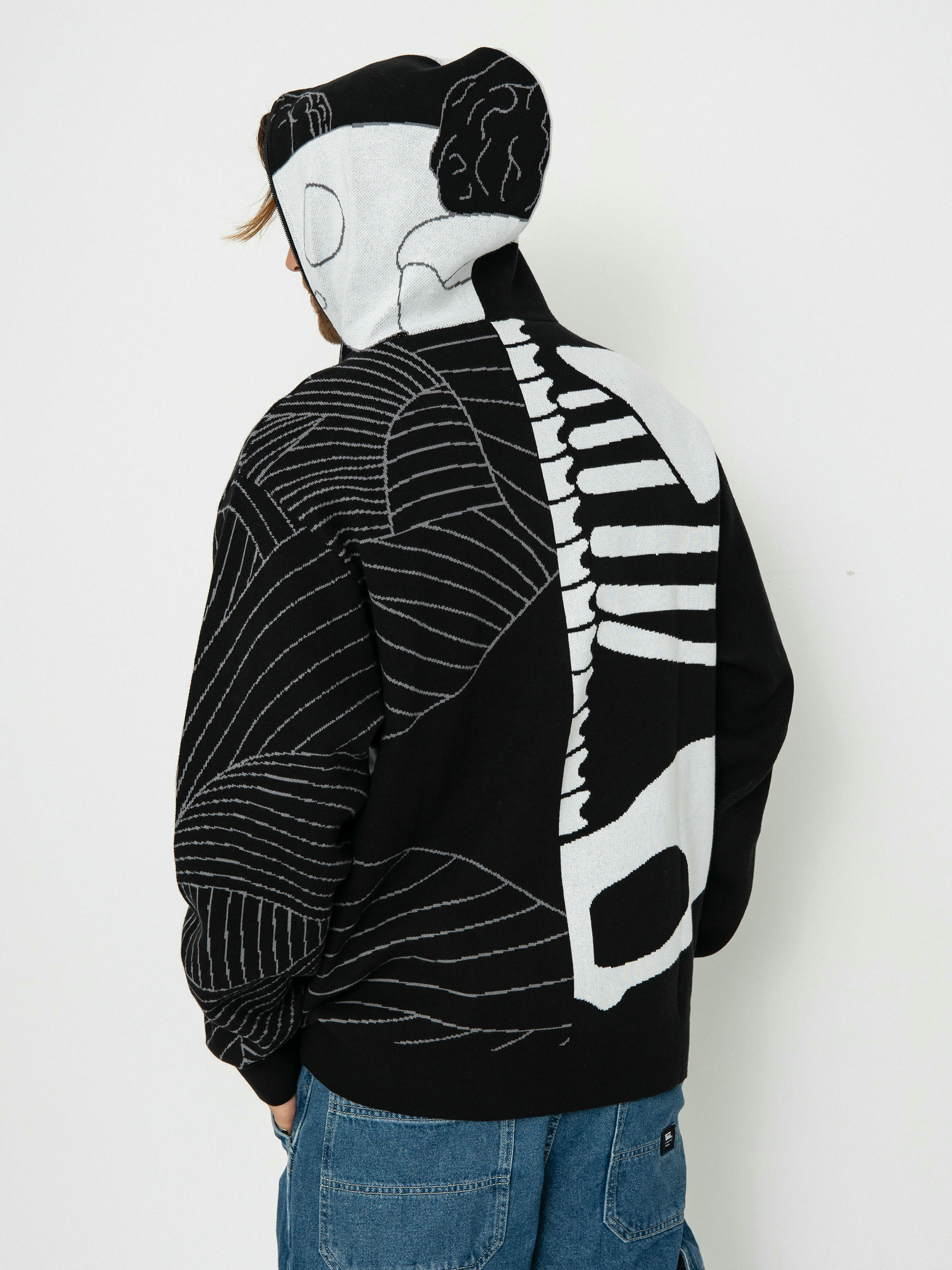 Kapucnis pulóver RipNDip Skelly Nerm Knit HD (black/white)