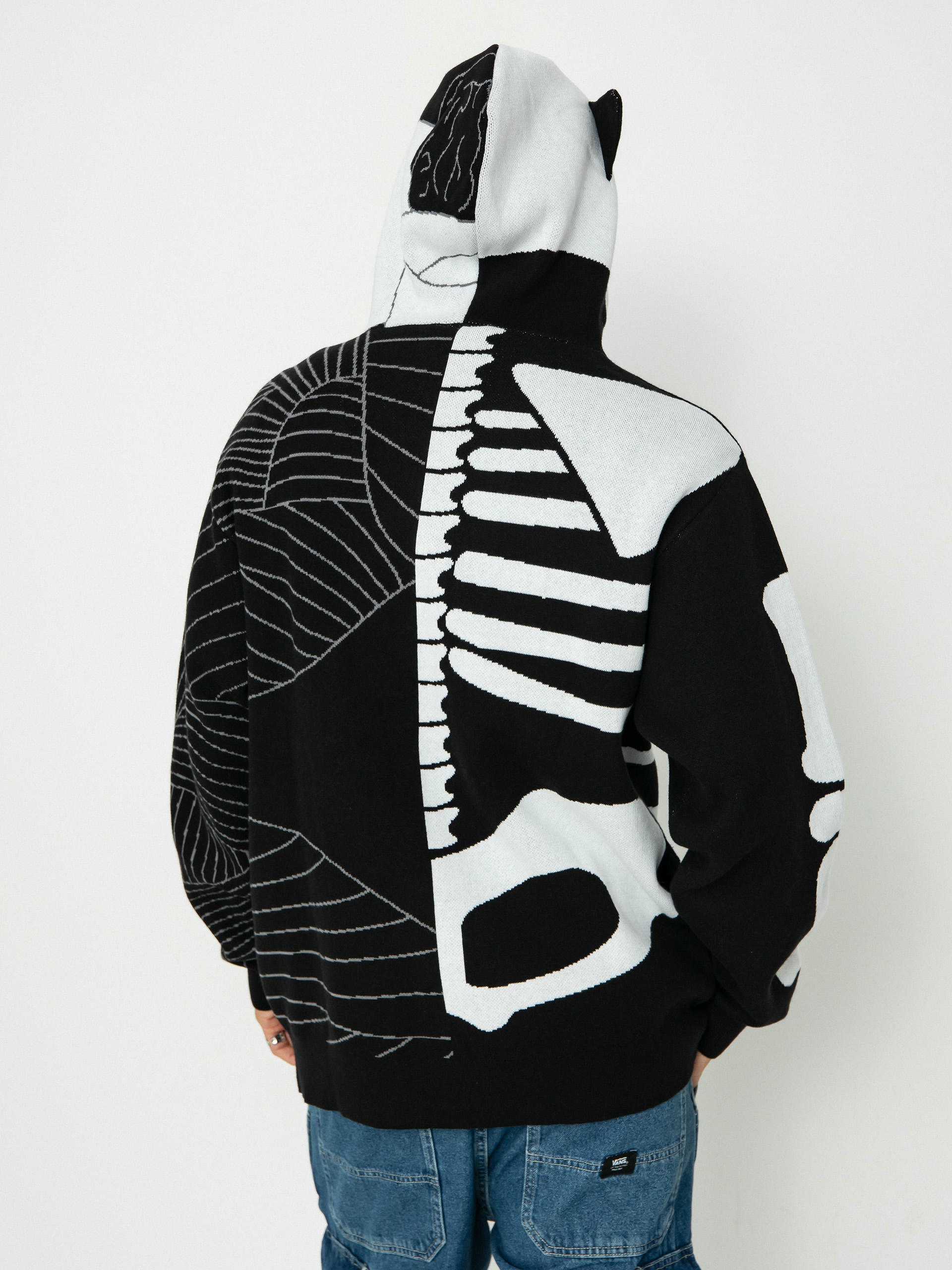 Kapucnis pulóver RipNDip Skelly Nerm Knit HD (black/white)