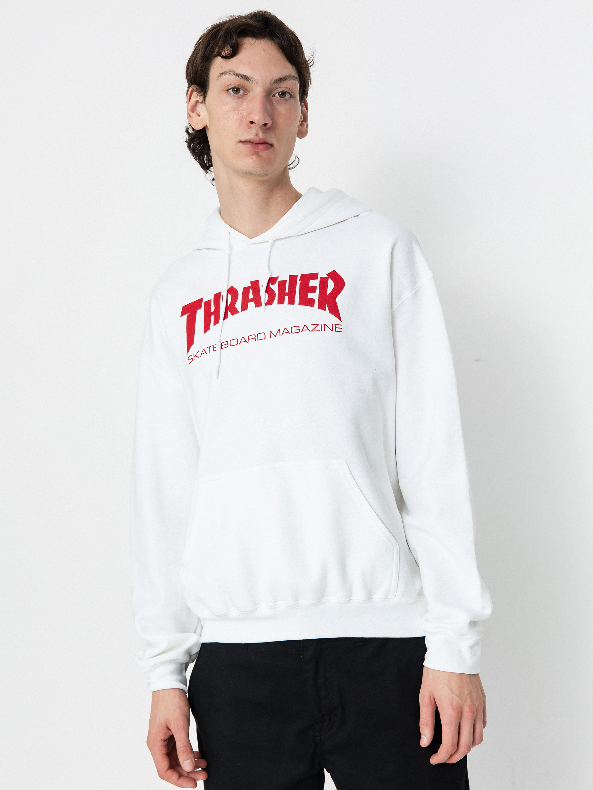 Thrasher Skate Mag HD Kapucnis pulóver (white/red)