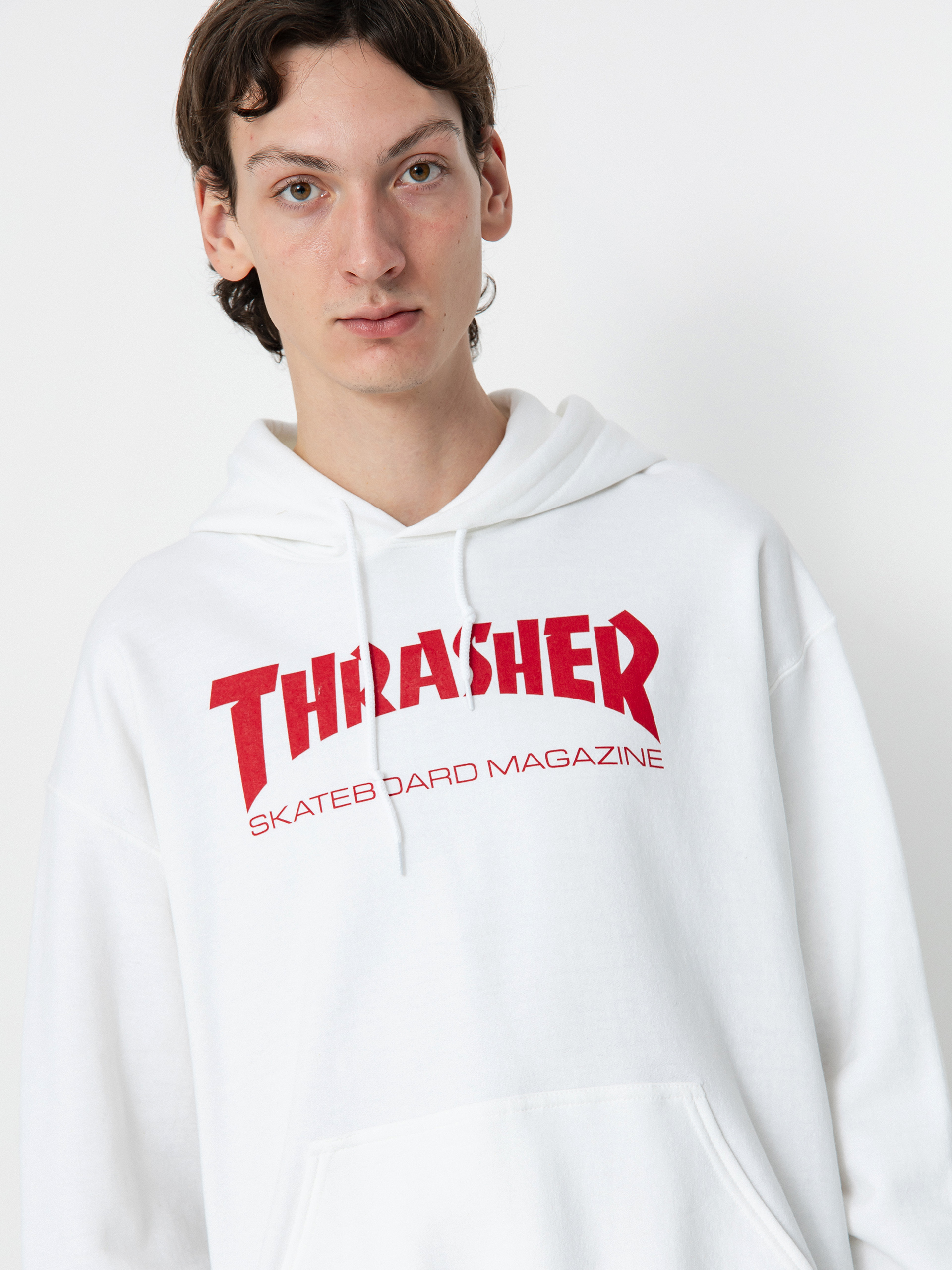 Thrasher Skate Mag HD Kapucnis pulóver (white/red)