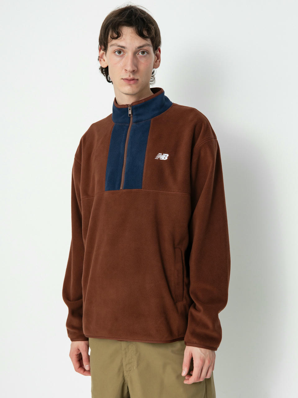 Polár pulóver New Balance Fleece 1/2 Zip (richoak)