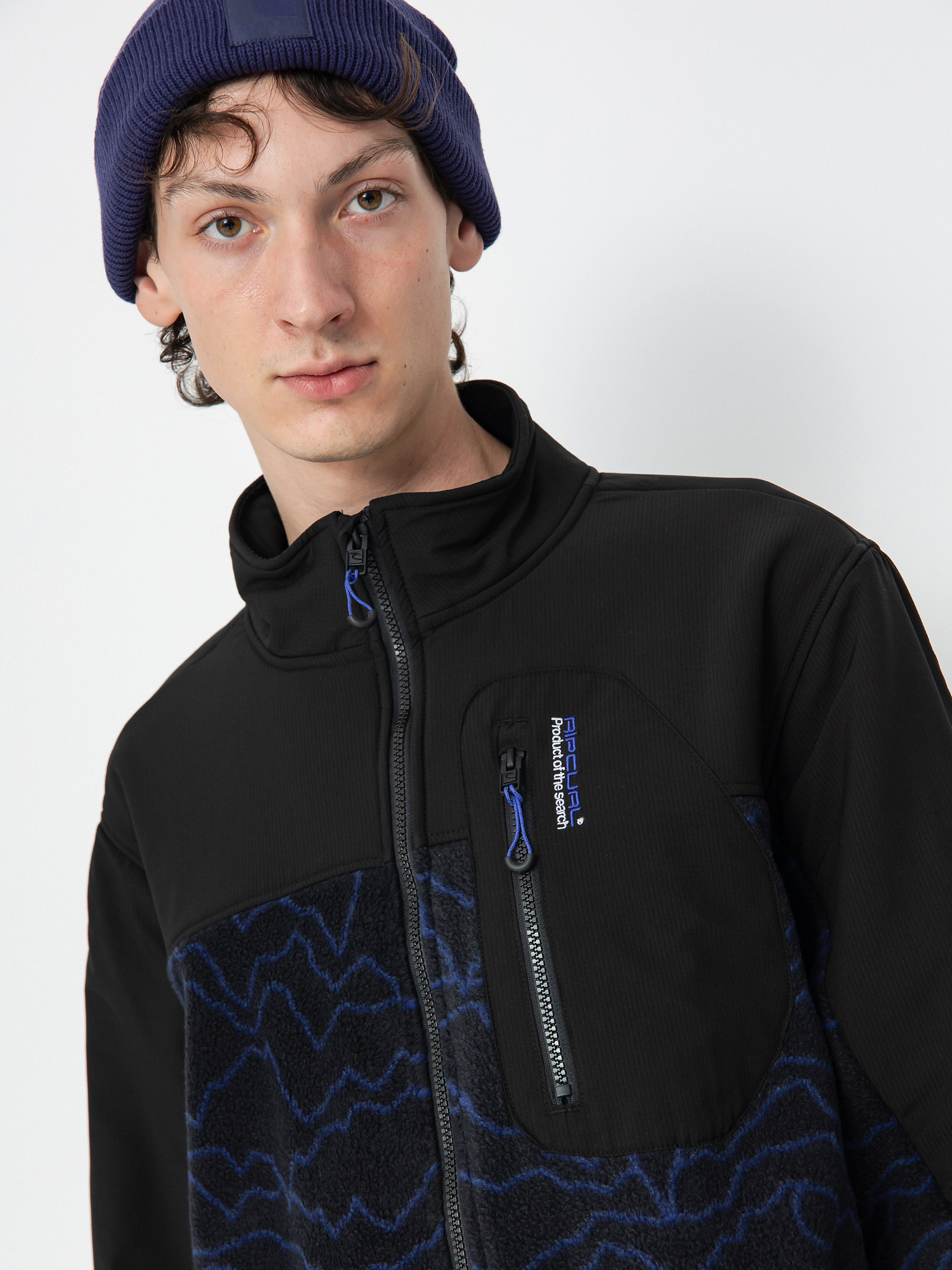 Férfi Pulóver Rip Curl Anti Series Search Zip Crew (black/berry)