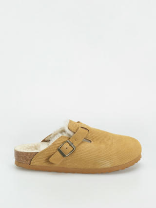 Birkenstock Boston VL Fell Suede Leather Fur Narrow Wmn Flip-flop papucsok (corduroy cork brown)