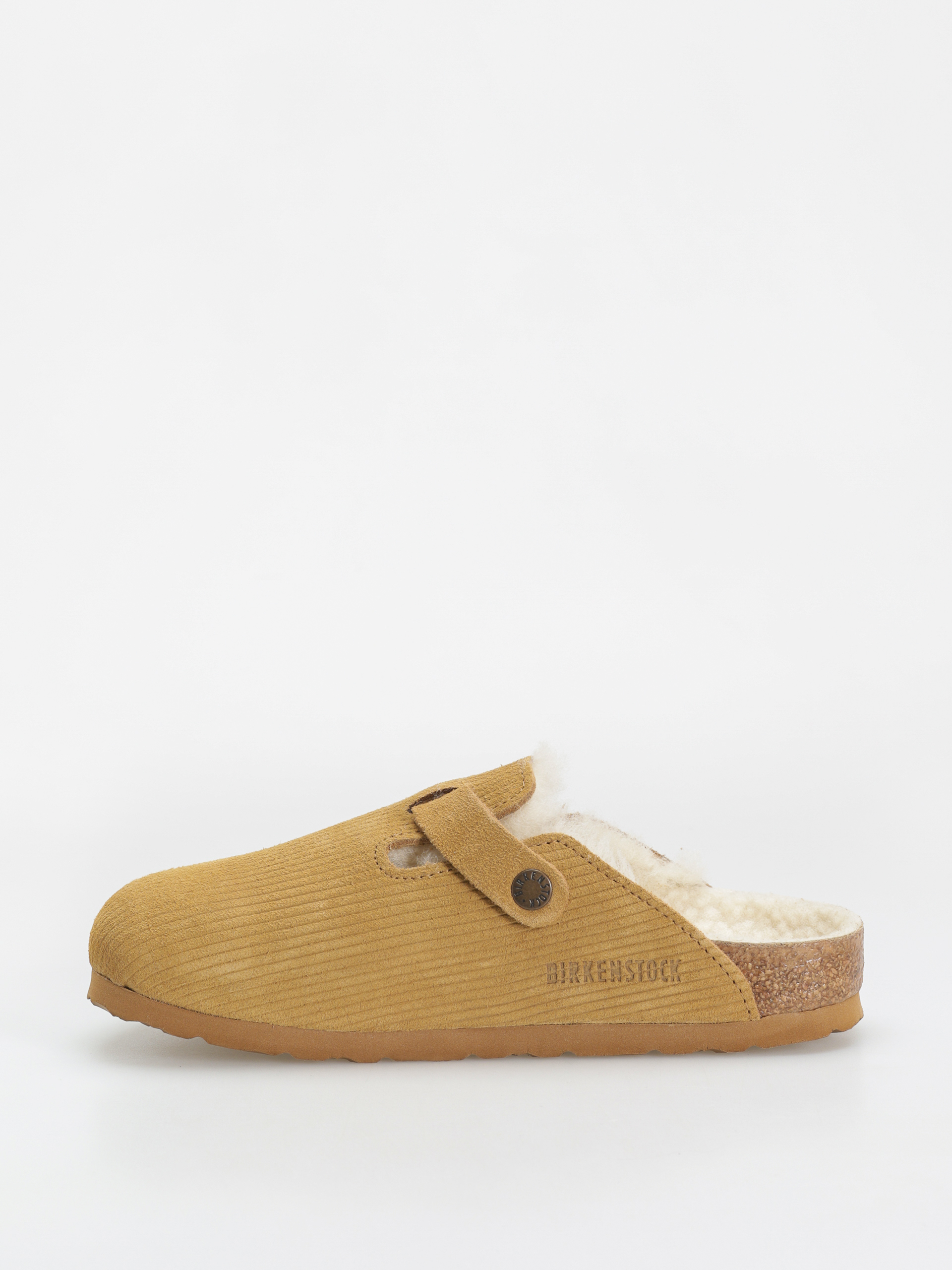 Birkenstock Boston VL Fell Suede Leather Fur Narrow Wmn Flip-flop papucsok (corduroy cork brown)