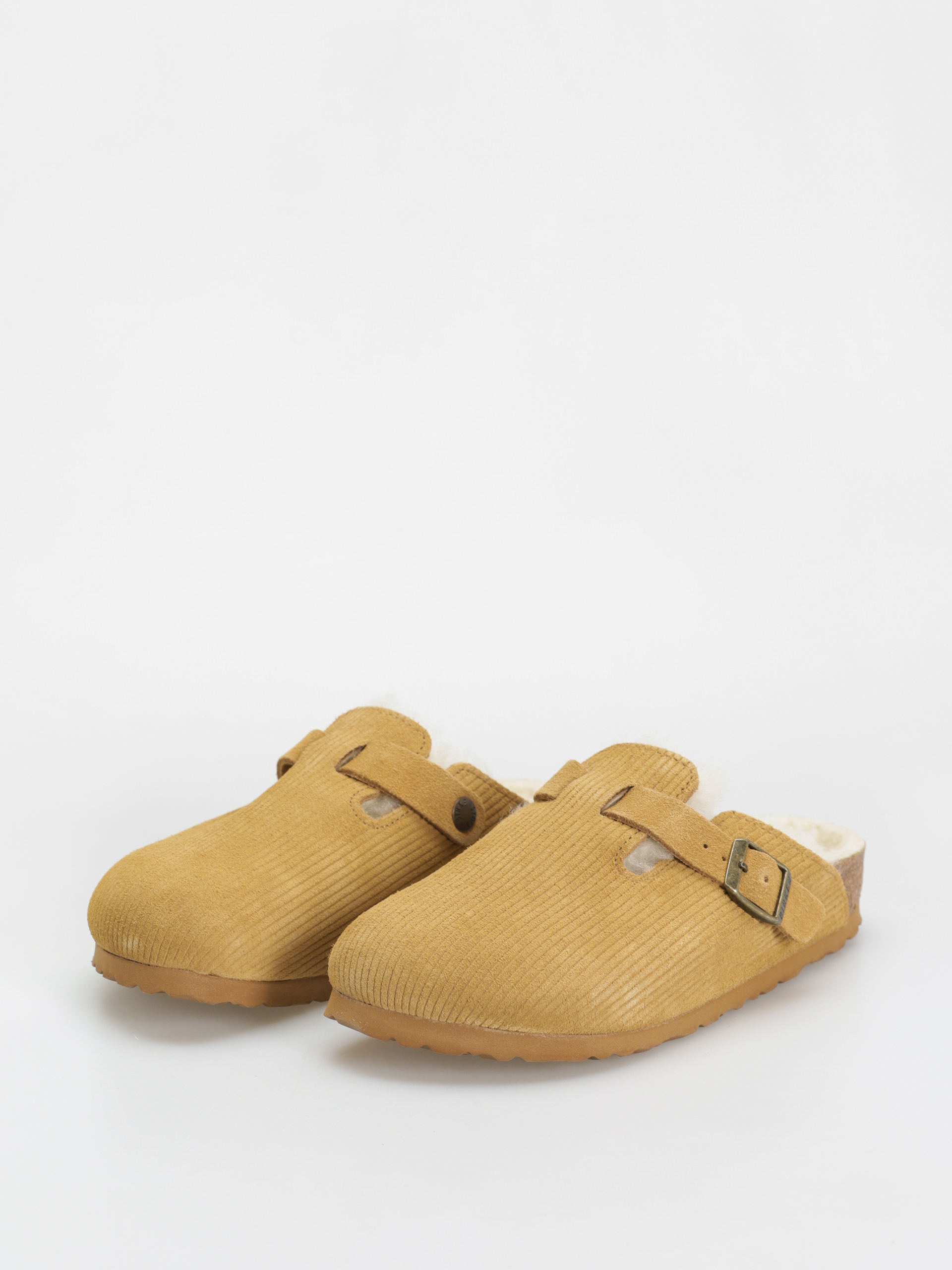 Birkenstock Boston VL Fell Suede Leather Fur Narrow Wmn Flip-flop papucsok (corduroy cork brown)