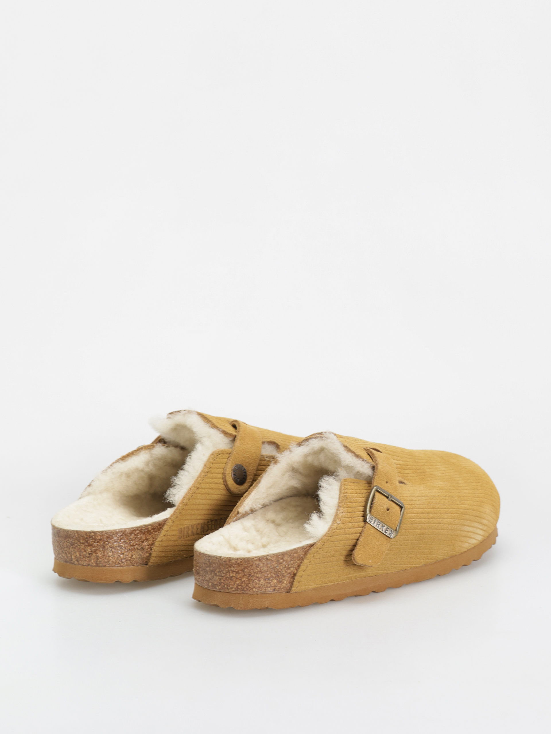 Birkenstock Boston VL Fell Suede Leather Fur Narrow Wmn Flip-flop papucsok (corduroy cork brown)