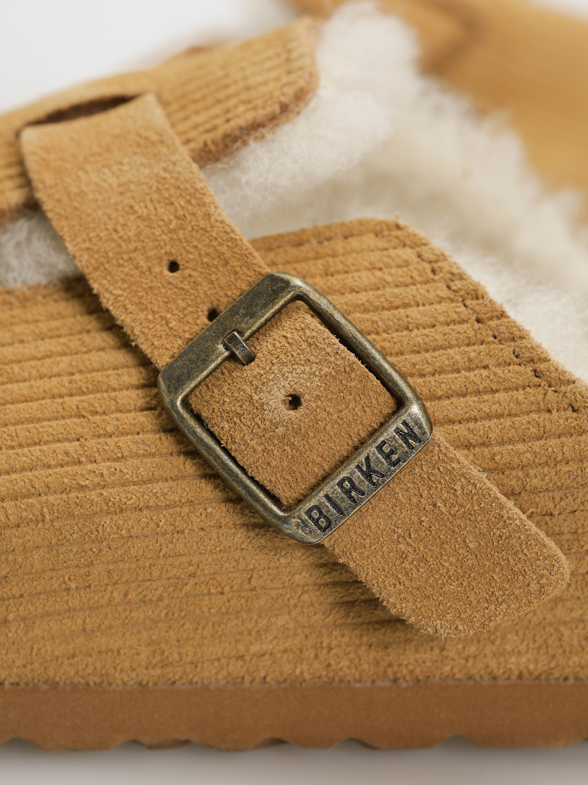 Birkenstock Boston VL Fell Suede Leather Fur Narrow Wmn Flip-flop papucsok (corduroy cork brown)