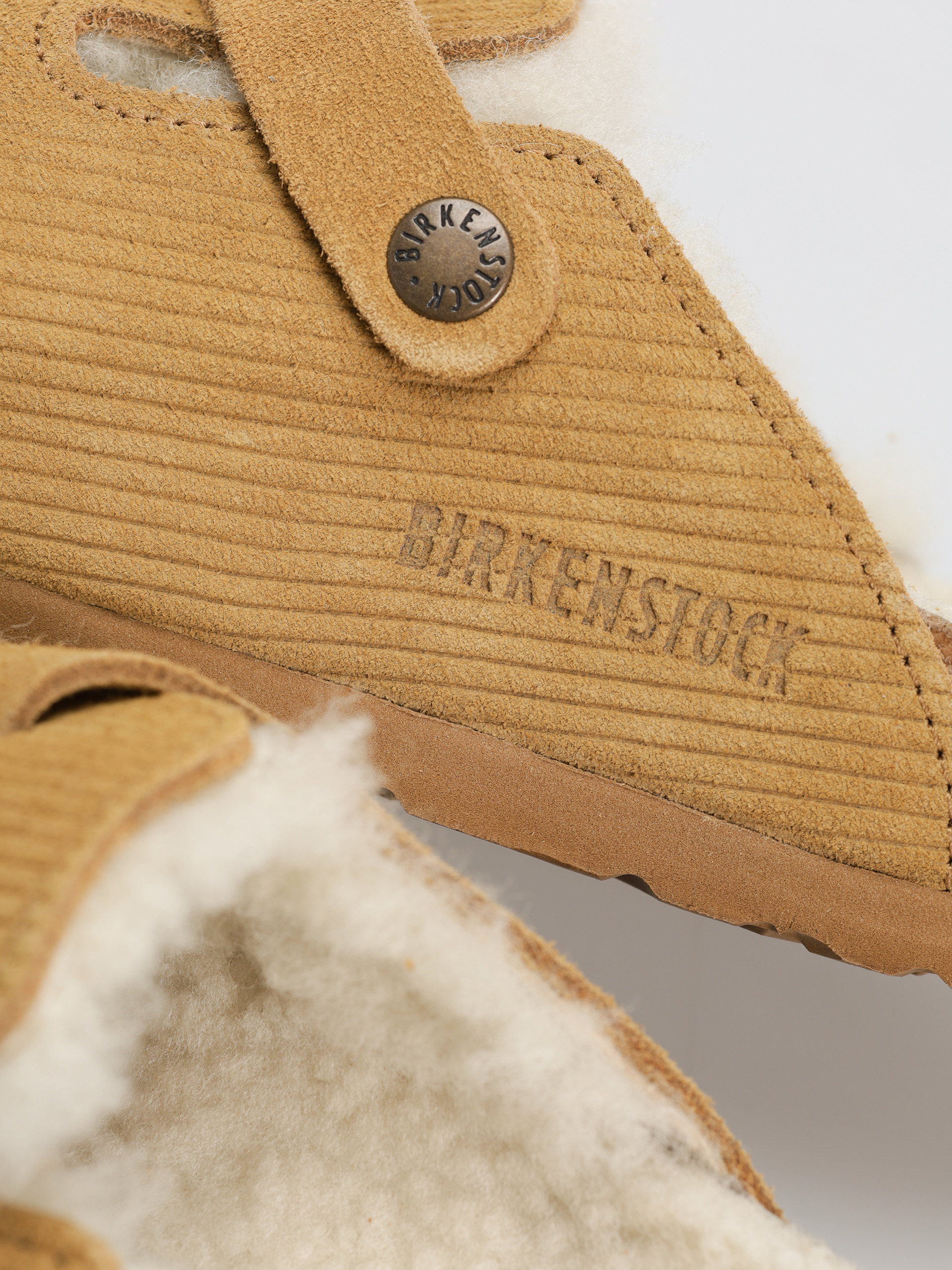 Birkenstock Boston VL Fell Suede Leather Fur Narrow Wmn Flip-flop papucsok (corduroy cork brown)