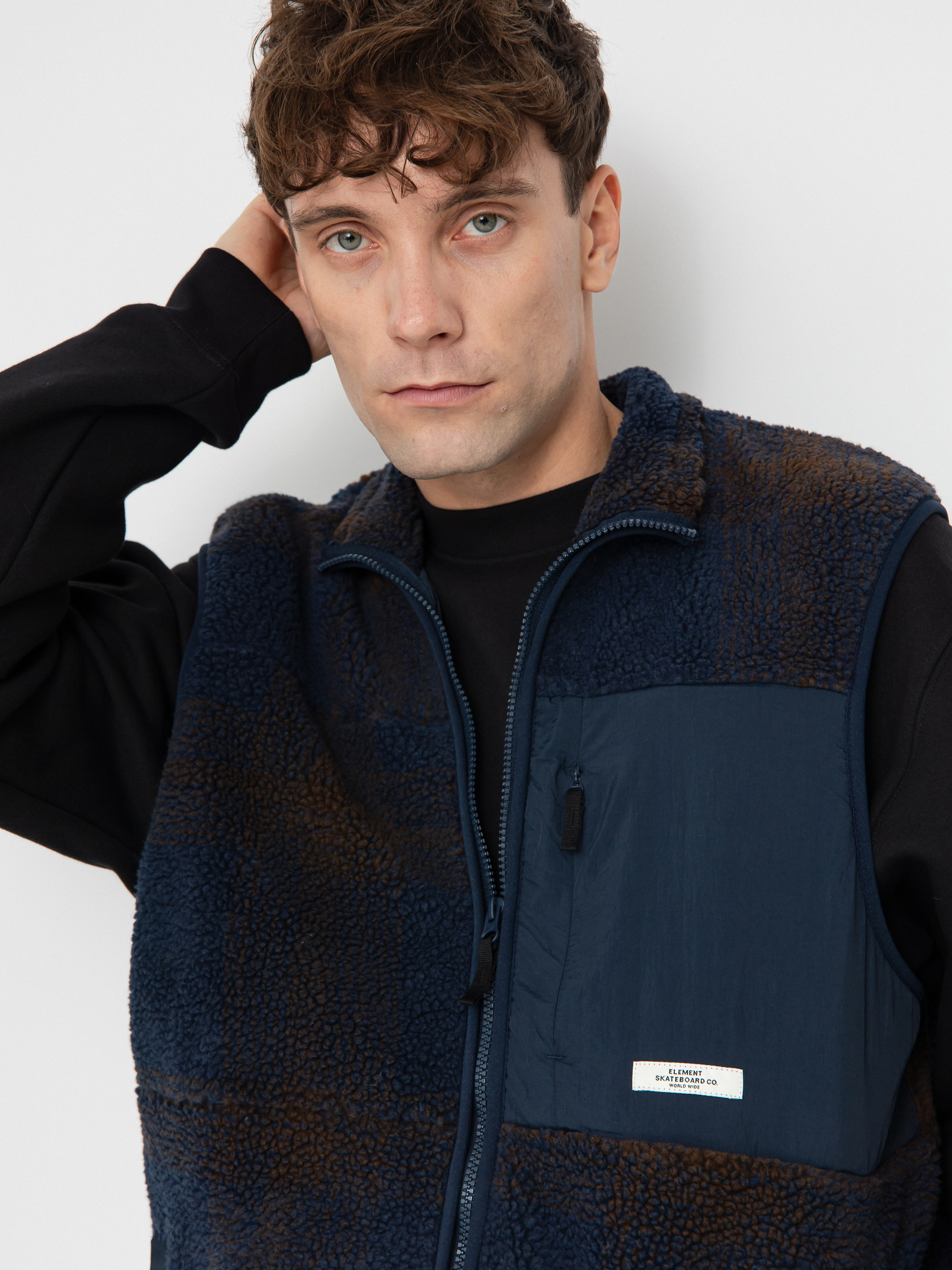 Mellény Element Lake Vest Sherpa (eclipse navy/java plaid)