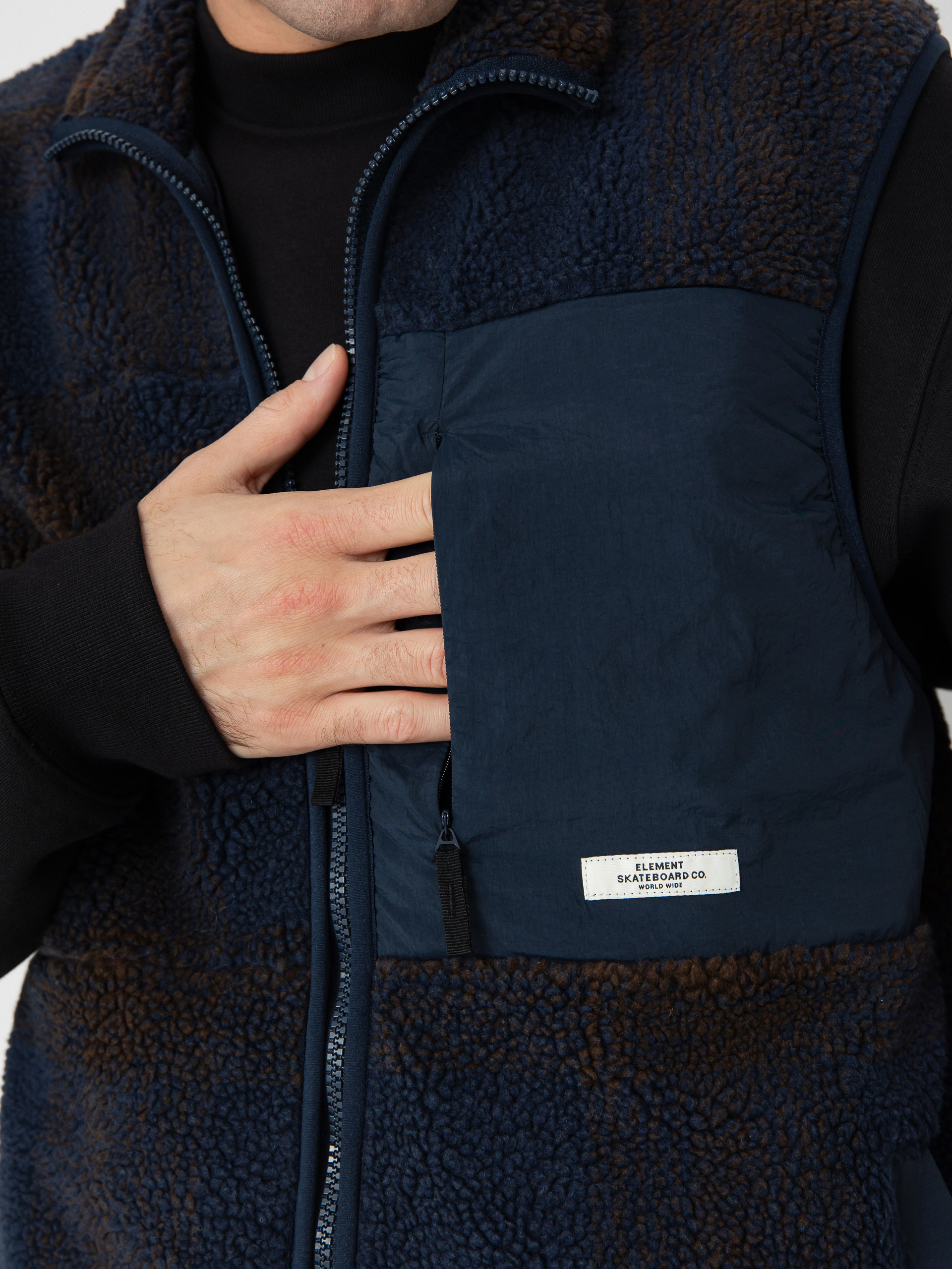 Mellény Element Lake Vest Sherpa (eclipse navy/java plaid)