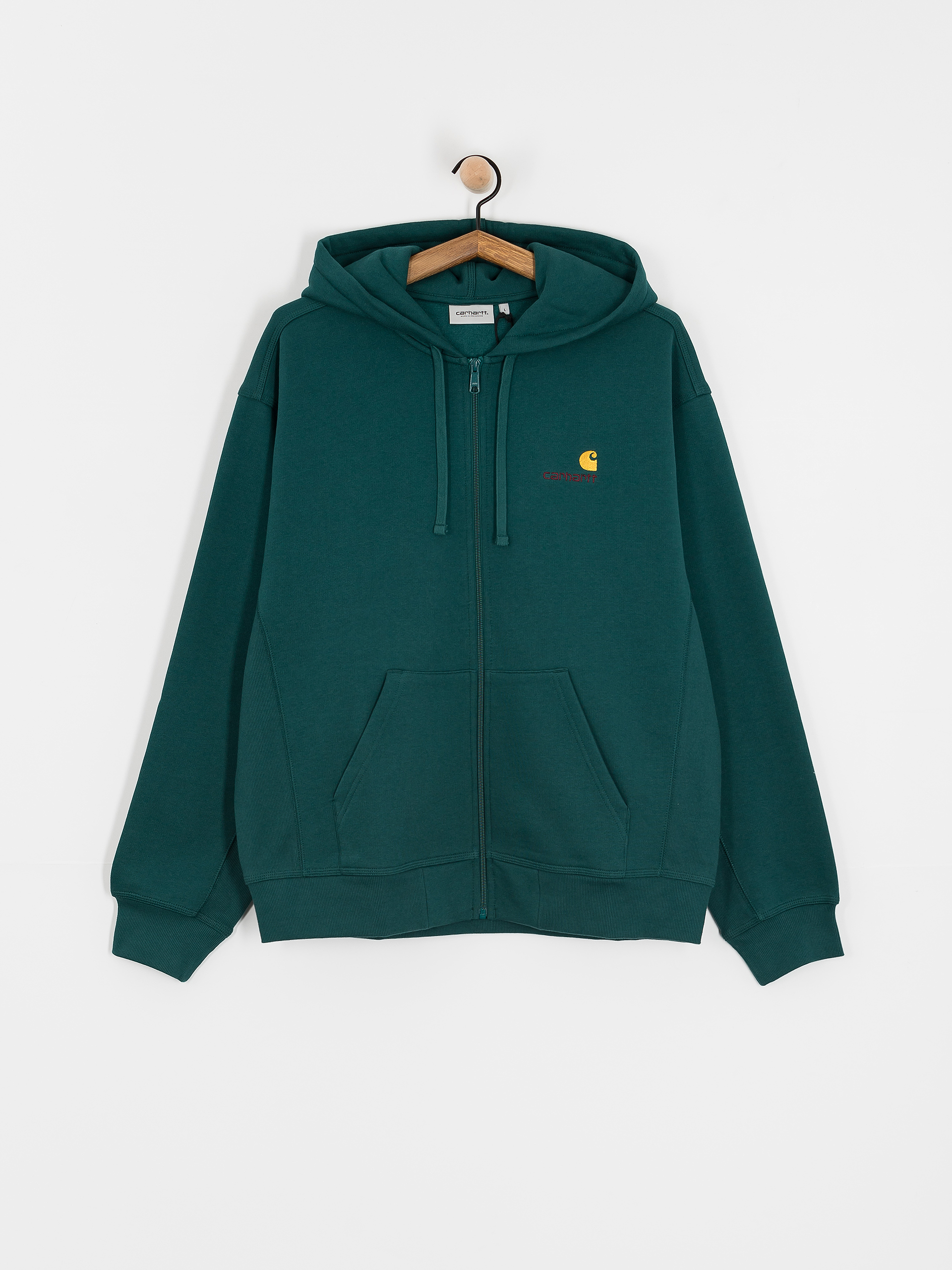 Kapucnis pulóver Carhartt WIP American Script ZHD (malachite)
