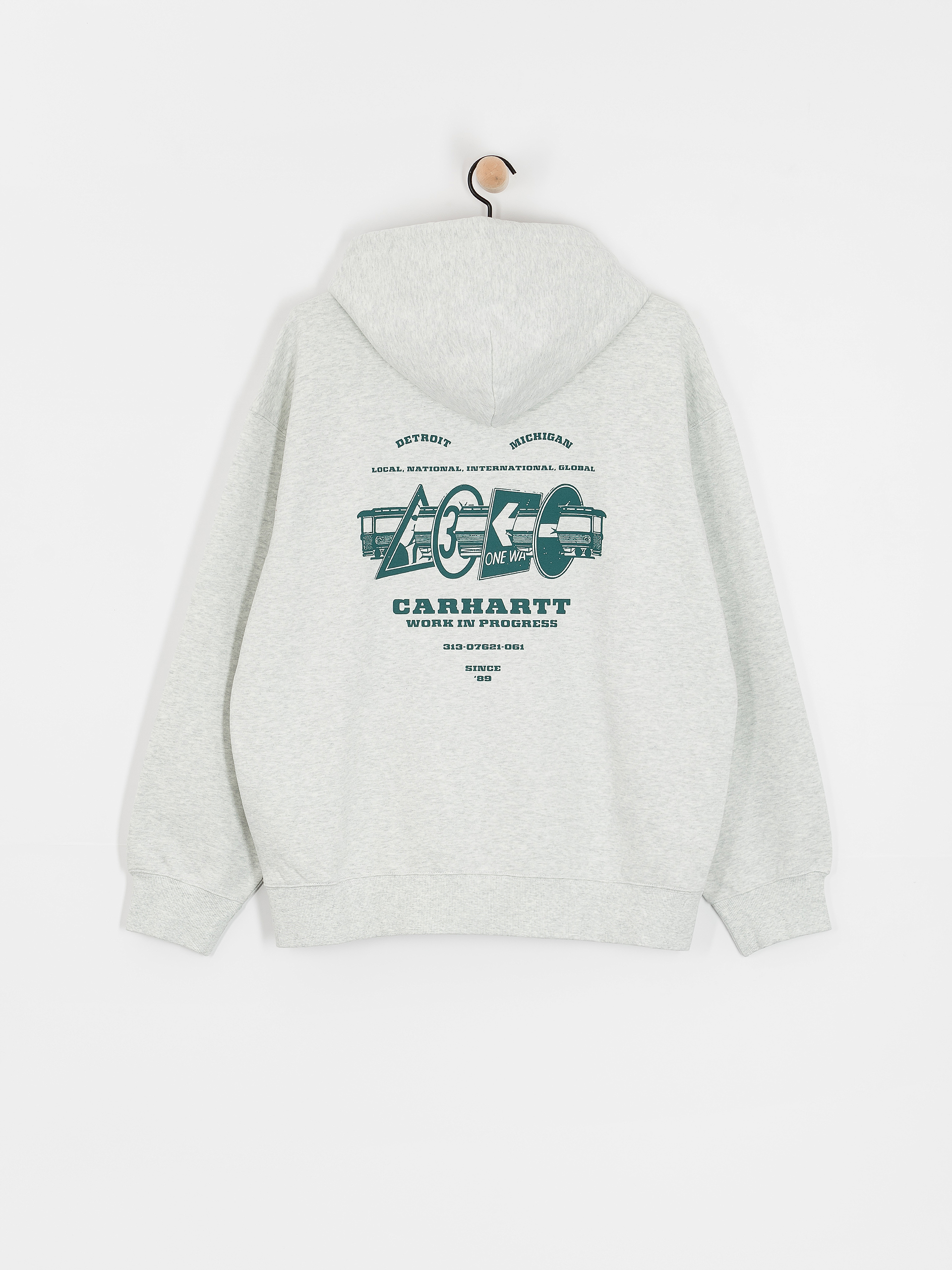 Kapucnis pulóver Carhartt WIP Runaway ZHD (ash heather/malachite)