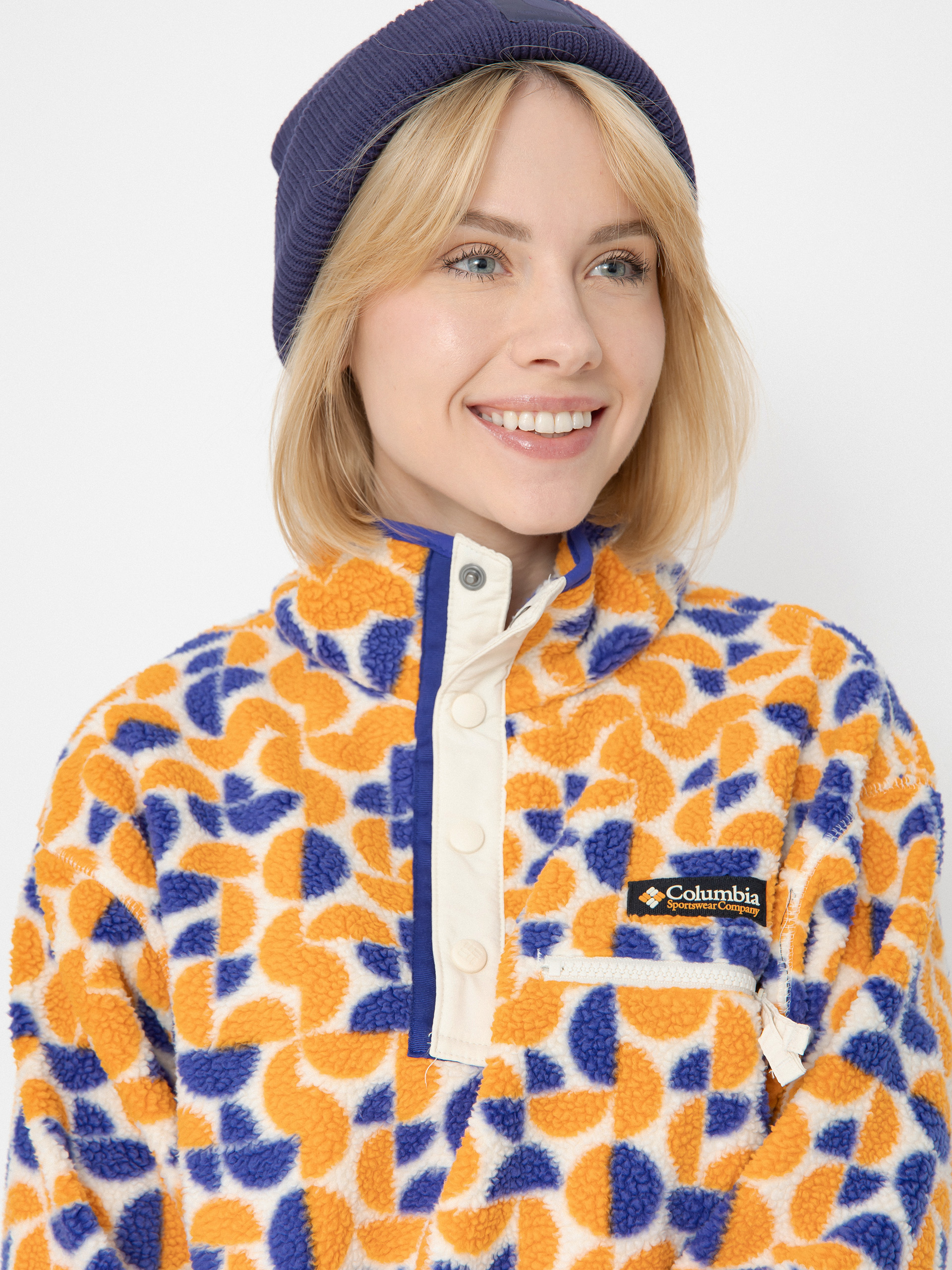 Női Polár pulóver Columbia Helvetia II Printed Cropped Half (sunstone retros)