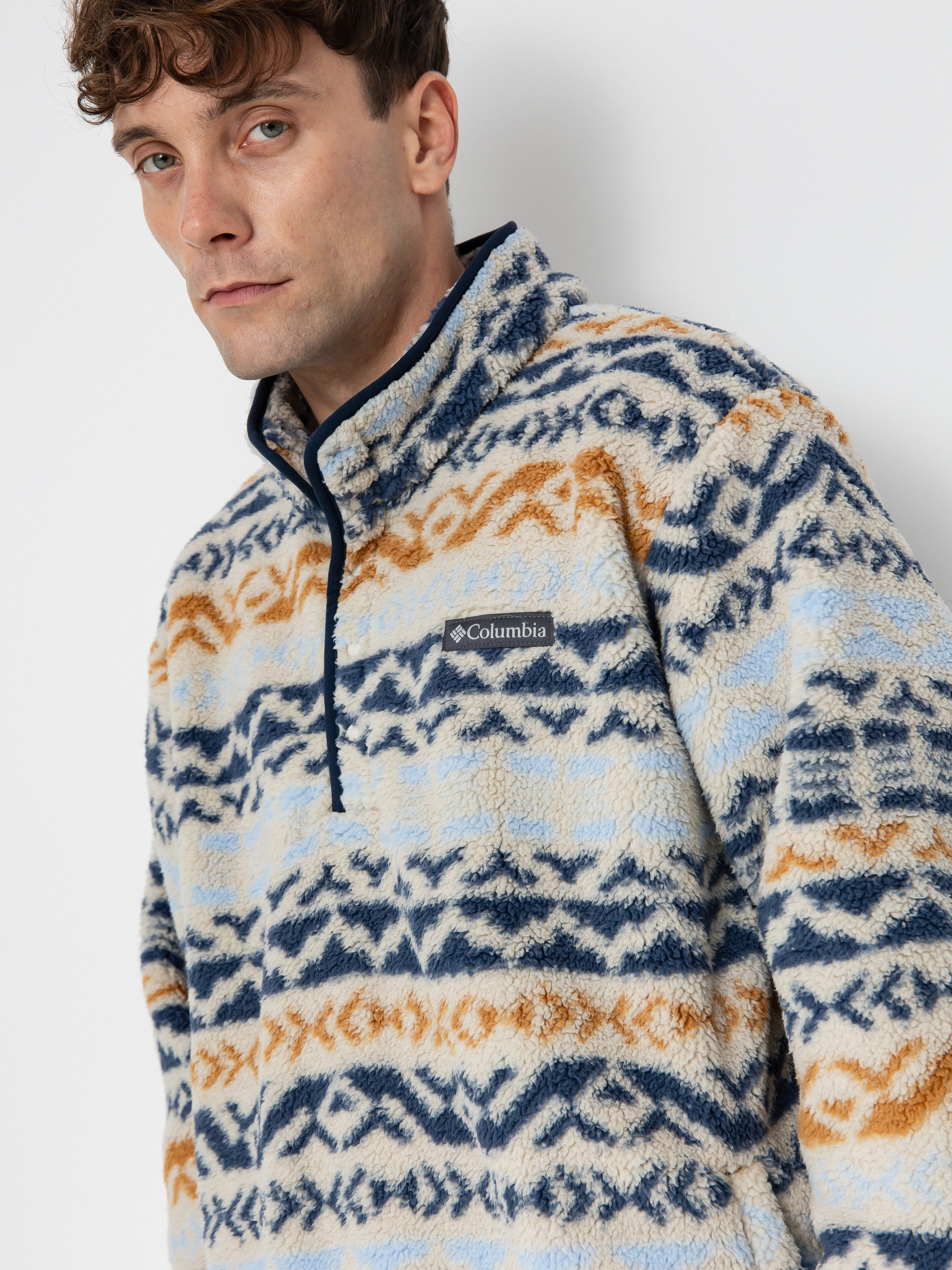 Férfi Polár pulóver Columbia Rugged Ridge Half Snap (dark stone dar)