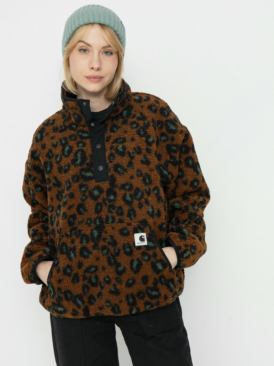 Női Polár pulóver Carhartt WIP Elliot (camo leo jacquard/tamarind/black)