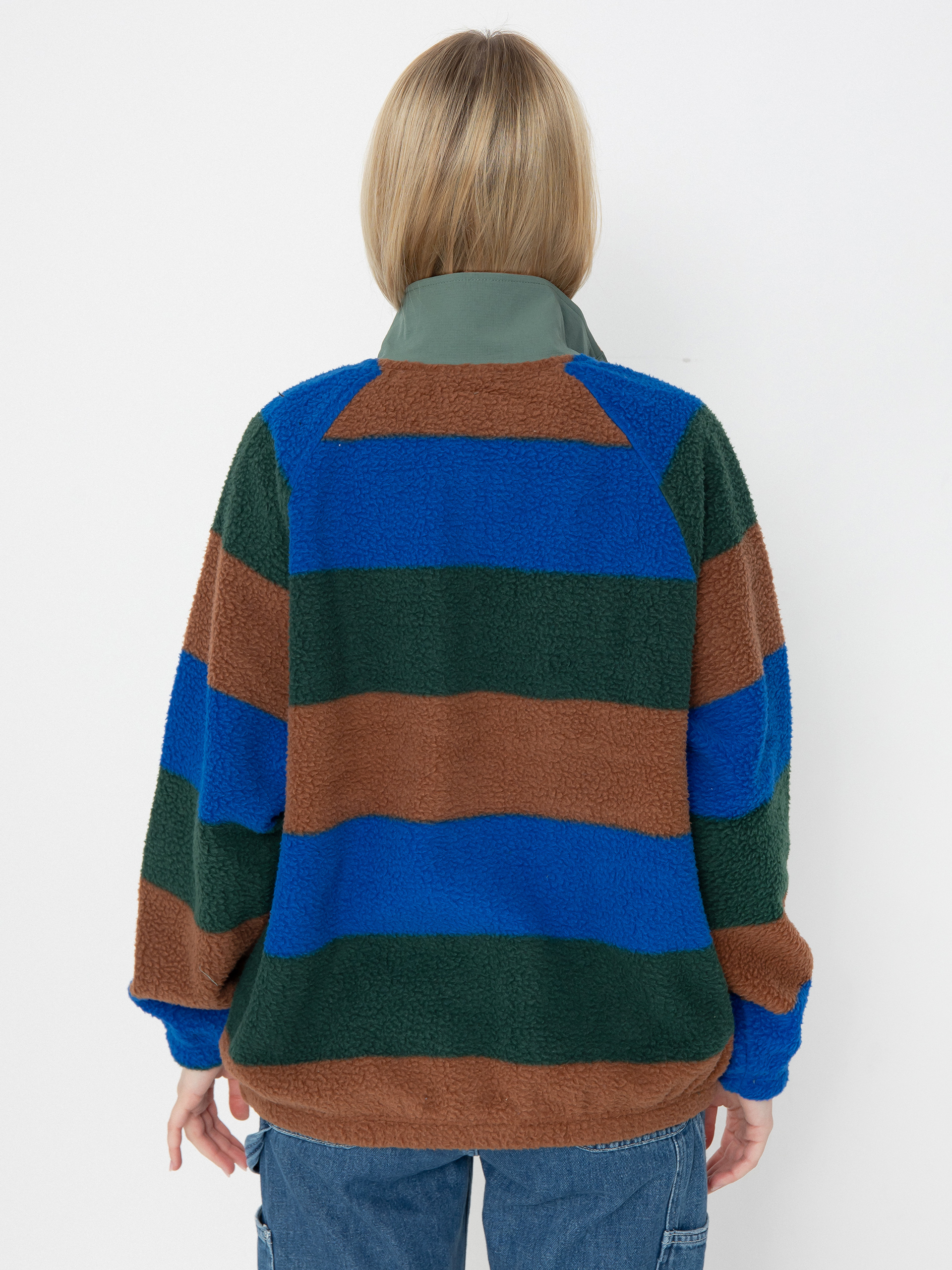 Női Polár pulóver Quiksilver Uni Half Zip (printed stripe uni hz forest)