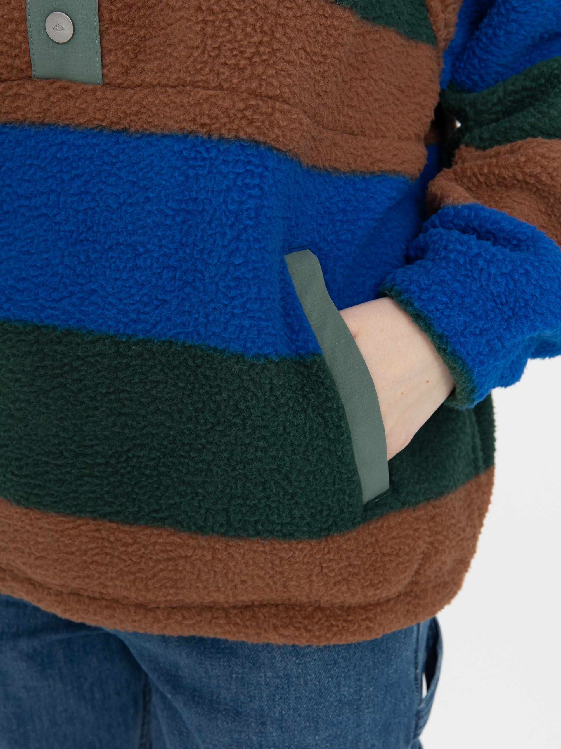 Női Polár pulóver Quiksilver Uni Half Zip (printed stripe uni hz forest)