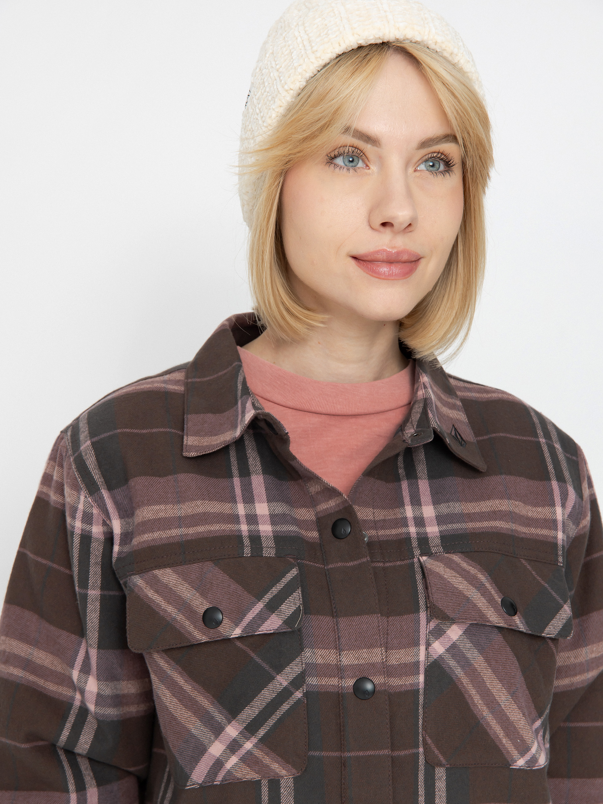 Női Snowboard dzseki Volcom Ins Riding Flannel (dusty lavender)