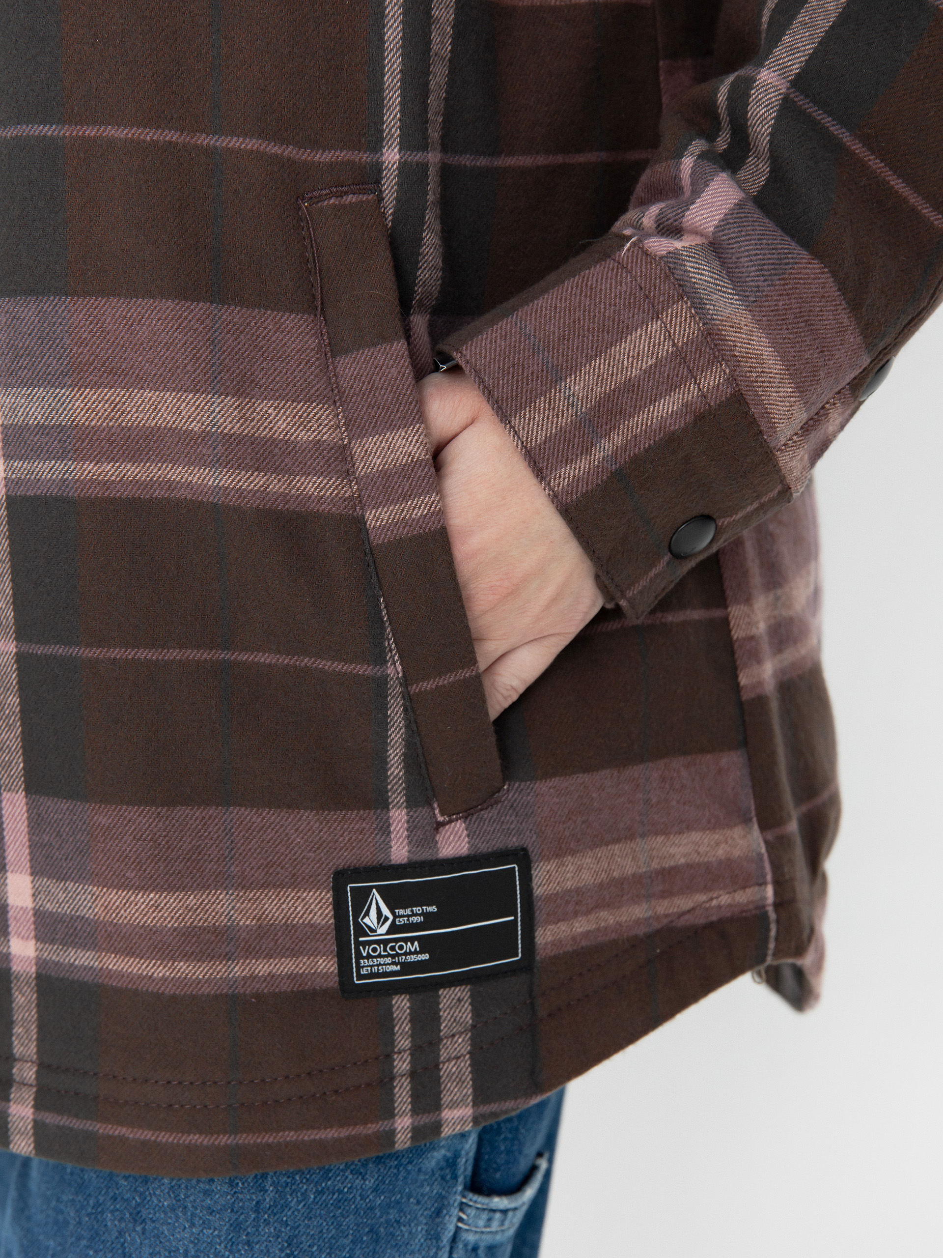 Női Snowboard dzseki Volcom Ins Riding Flannel (dusty lavender)