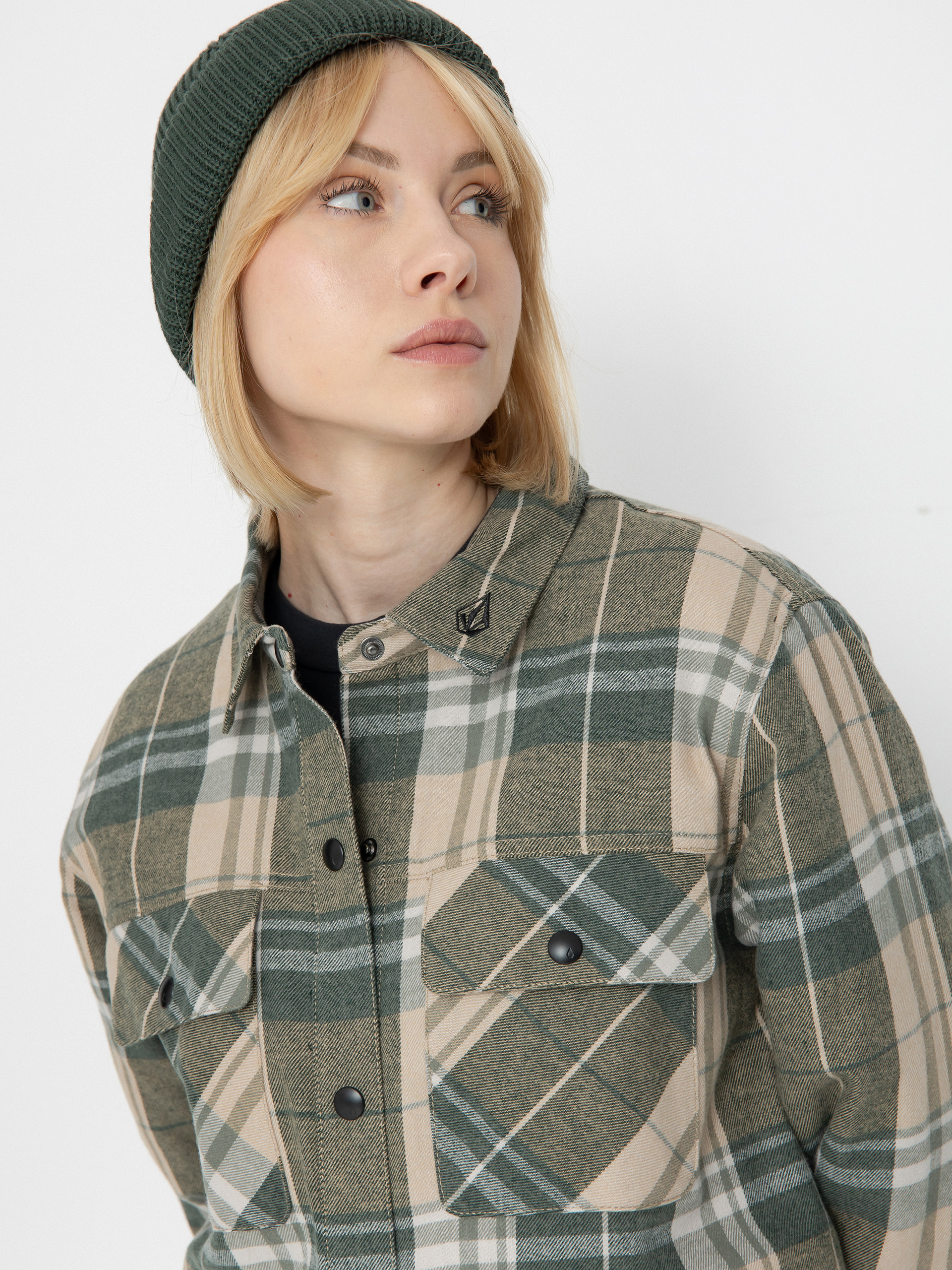 Női Snowboard dzseki Volcom Ins Riding Flannel (sand)