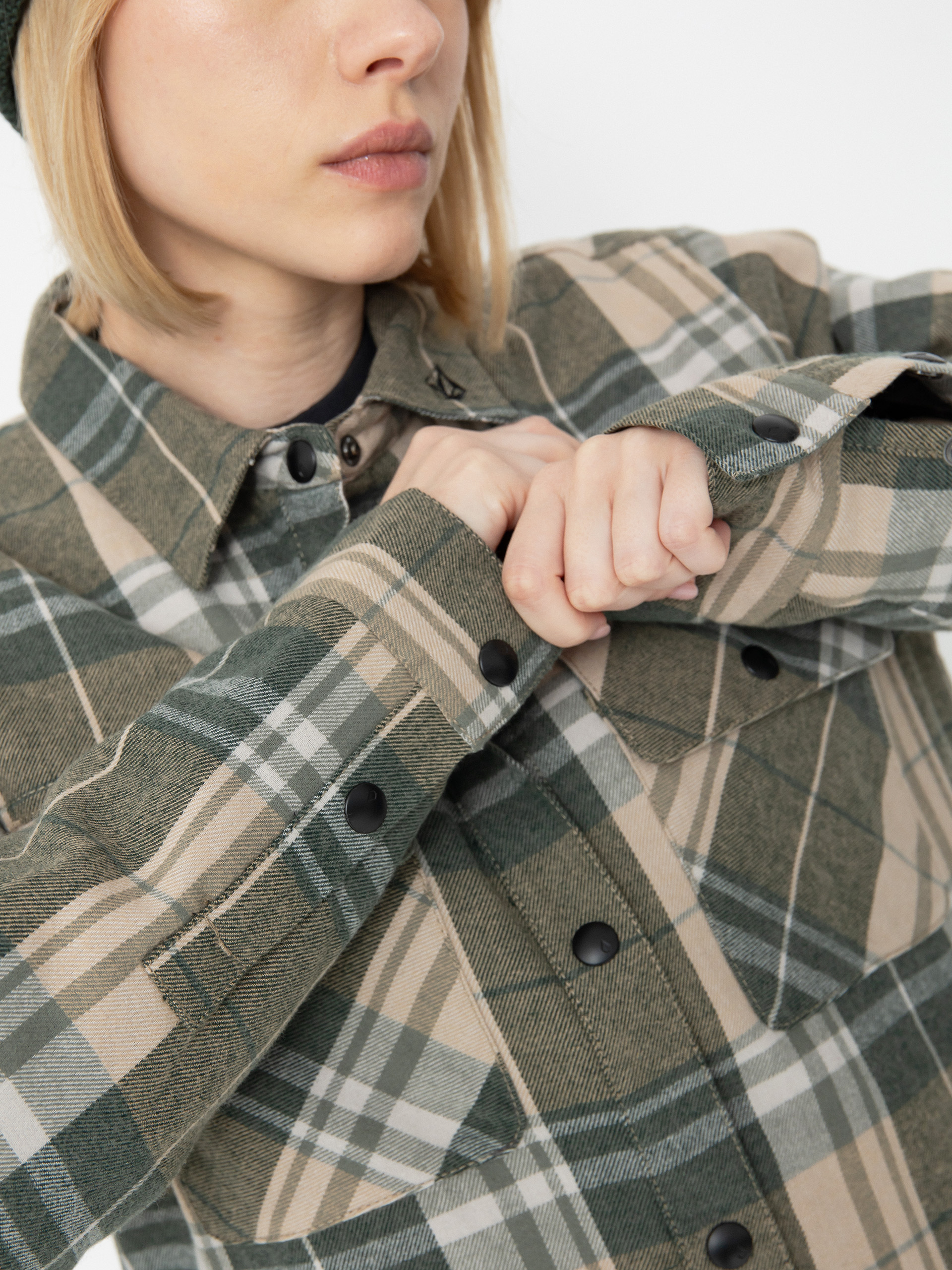 Női Snowboard dzseki Volcom Ins Riding Flannel (sand)