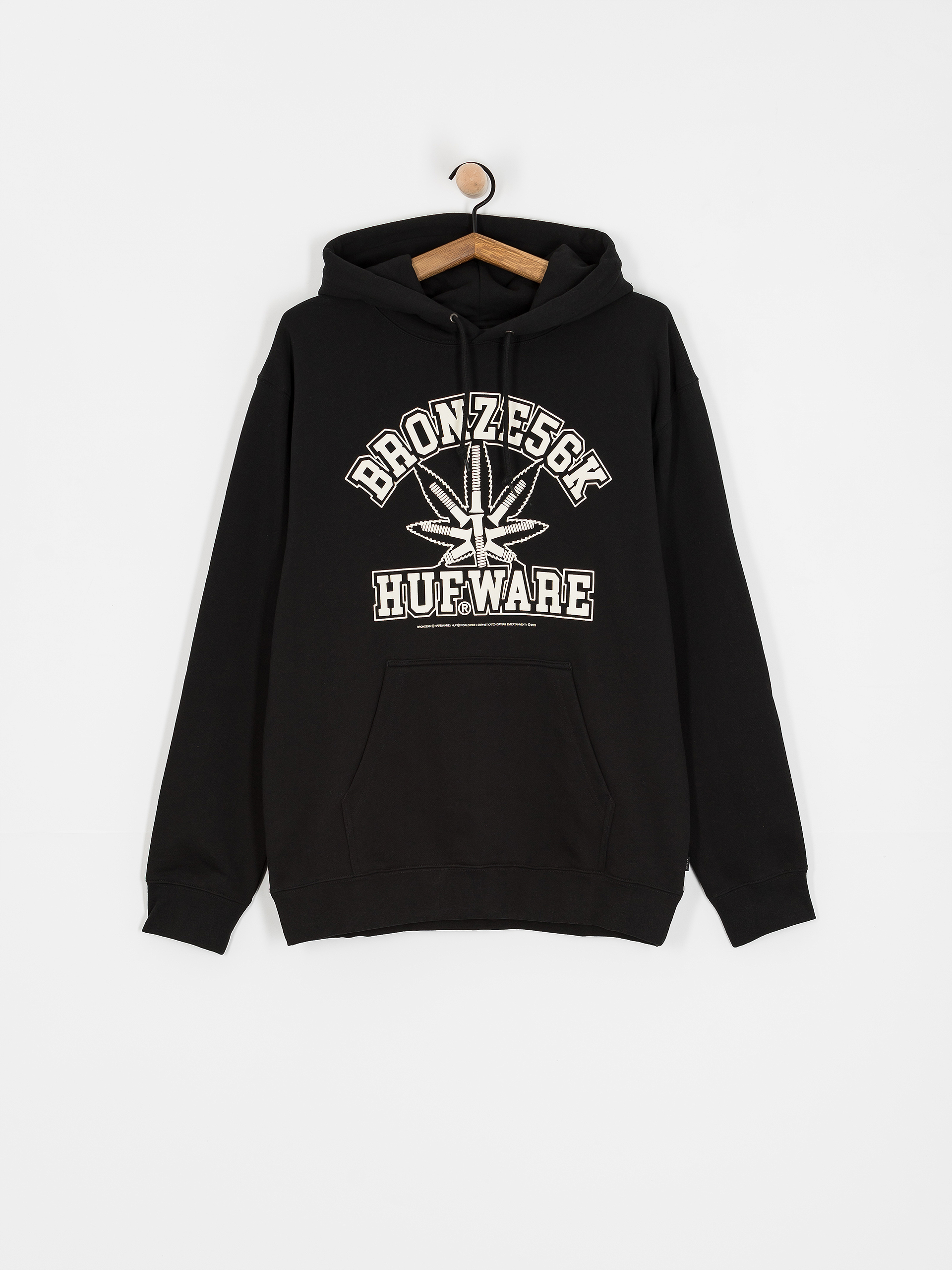 Kapucnis pulóver HUF X Bronze Plantware HD (black)