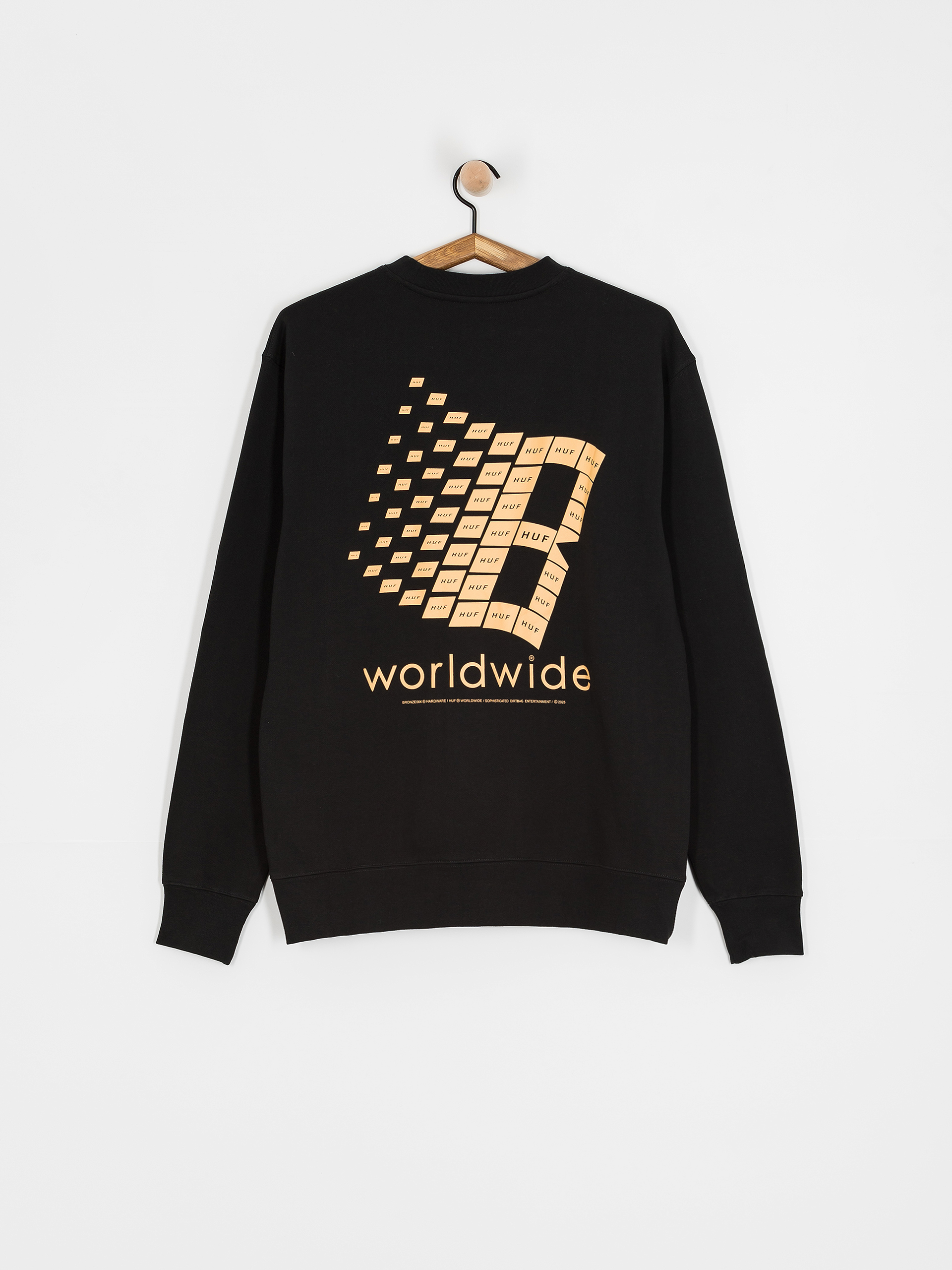 Pulóver HUF X Bronze Worldwide Crewneck (black)
