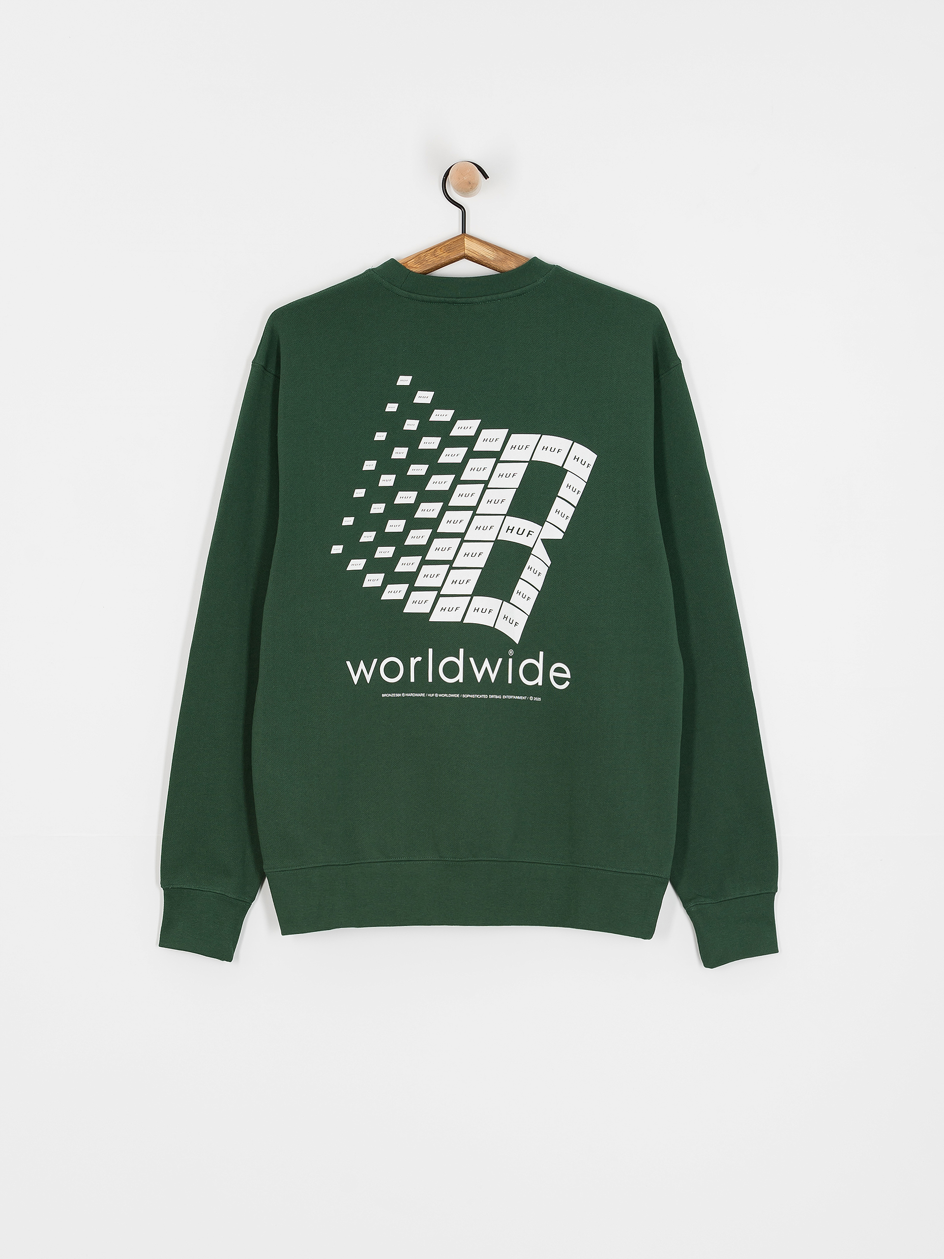 Pulóver HUF X Bronze Worldwide Crewneck (forest green)