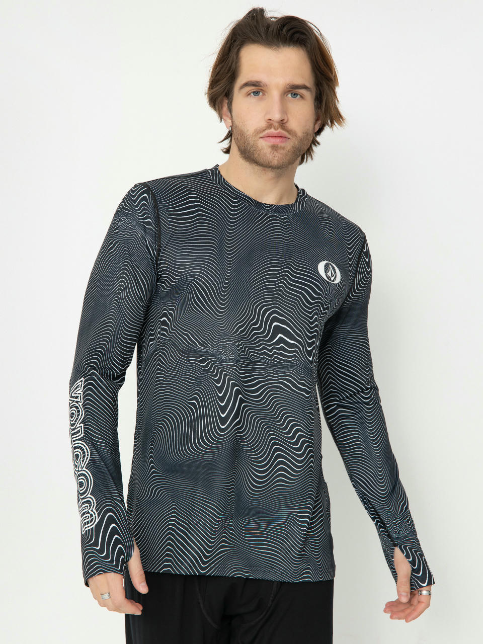 Hosszú ujjú felső Volcom M V Science Crew (black print)