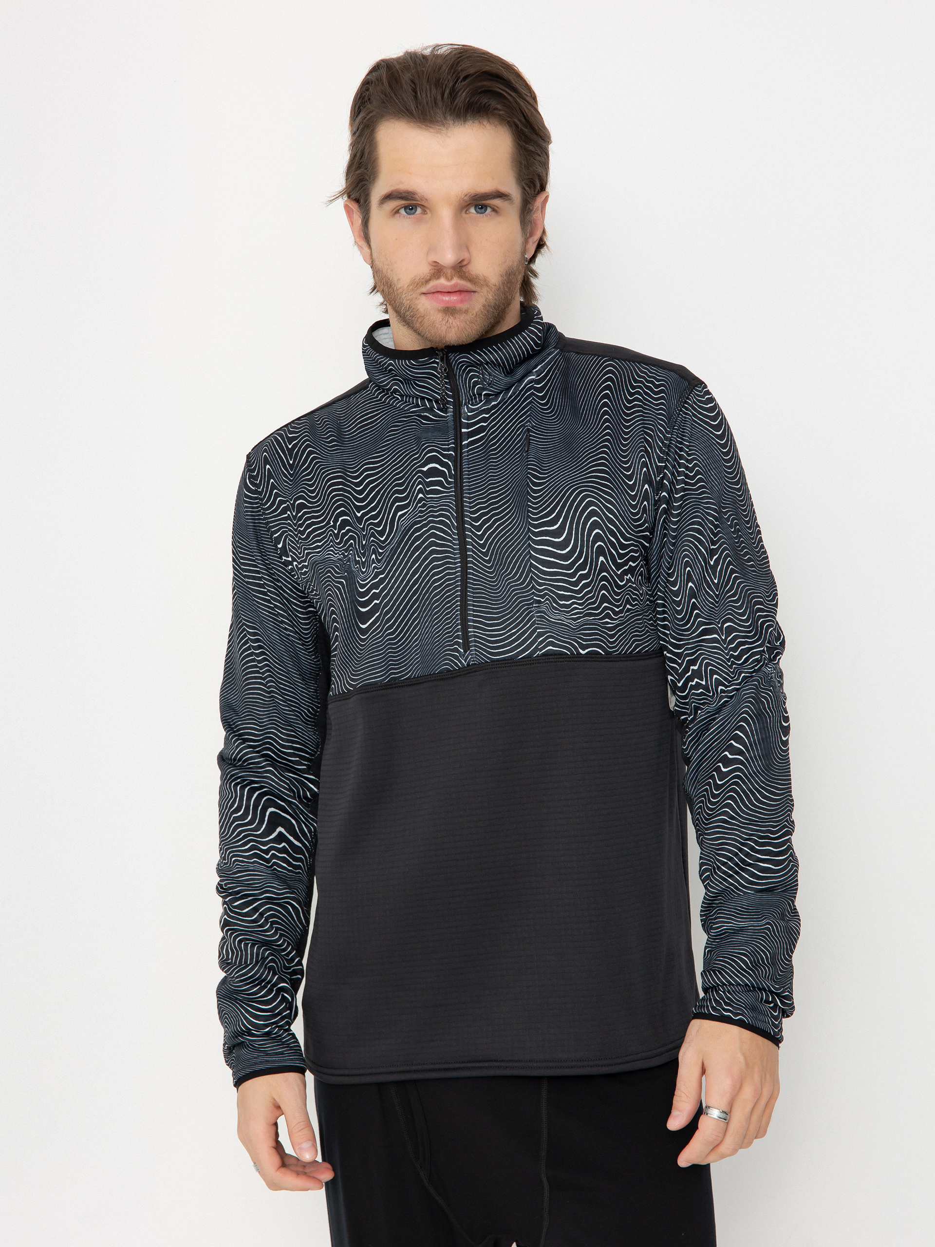 Thermo pulóver Volcom Gridlock Mock Neck (black print)