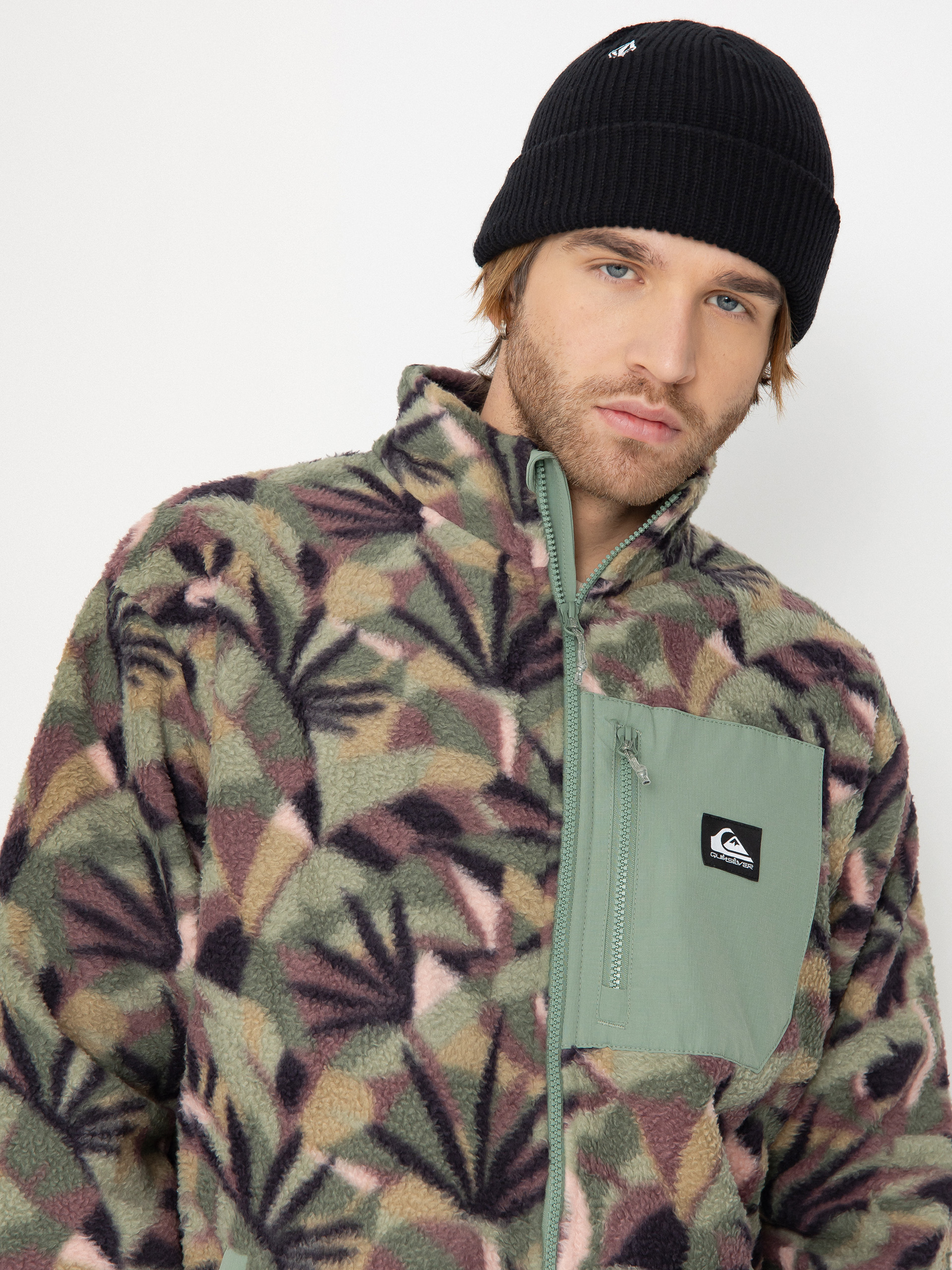 Férfi Pulóver Quiksilver Clean Coast FZ (desert sage abstract palm)