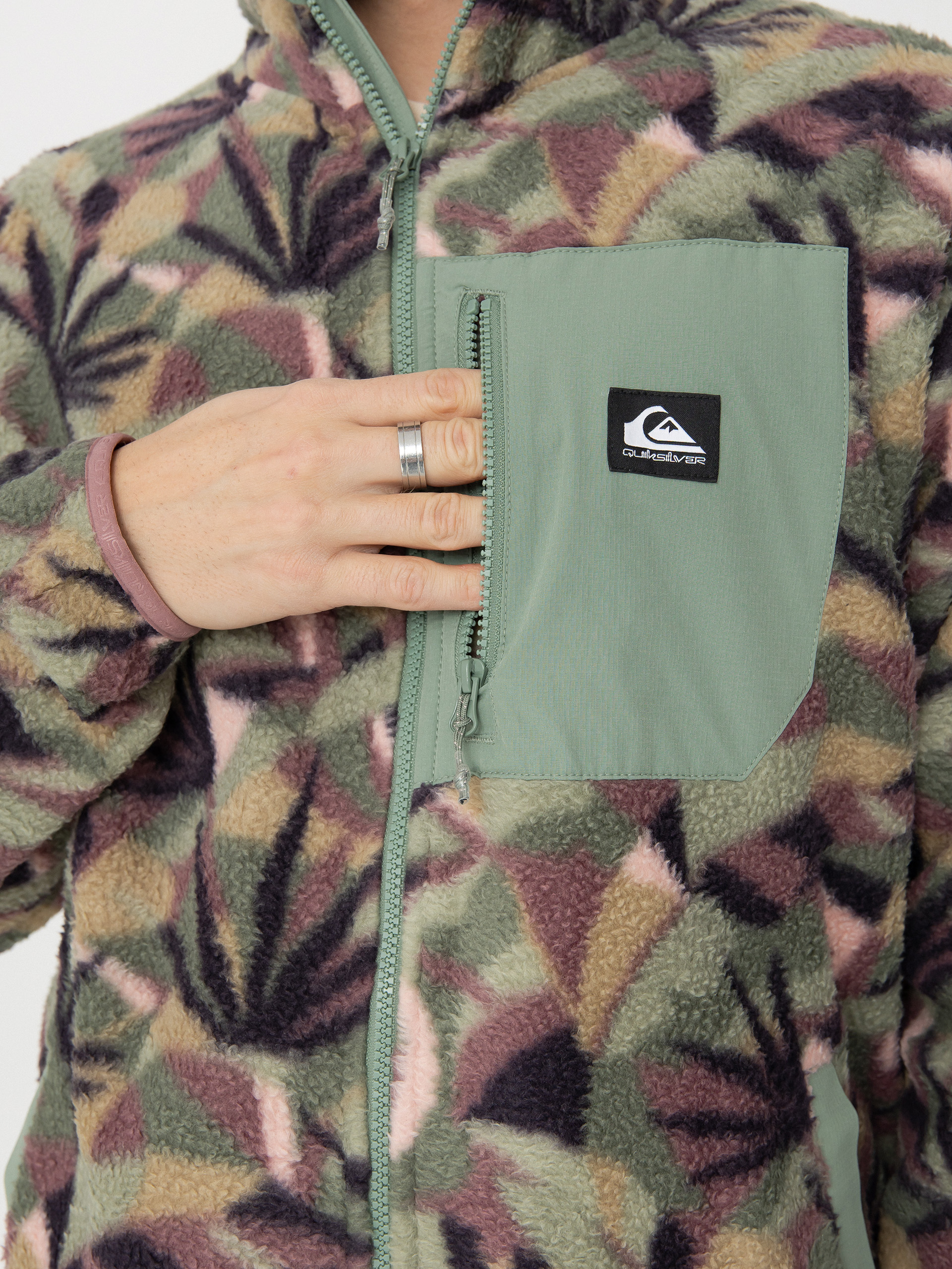 Férfi Pulóver Quiksilver Clean Coast FZ (desert sage abstract palm)