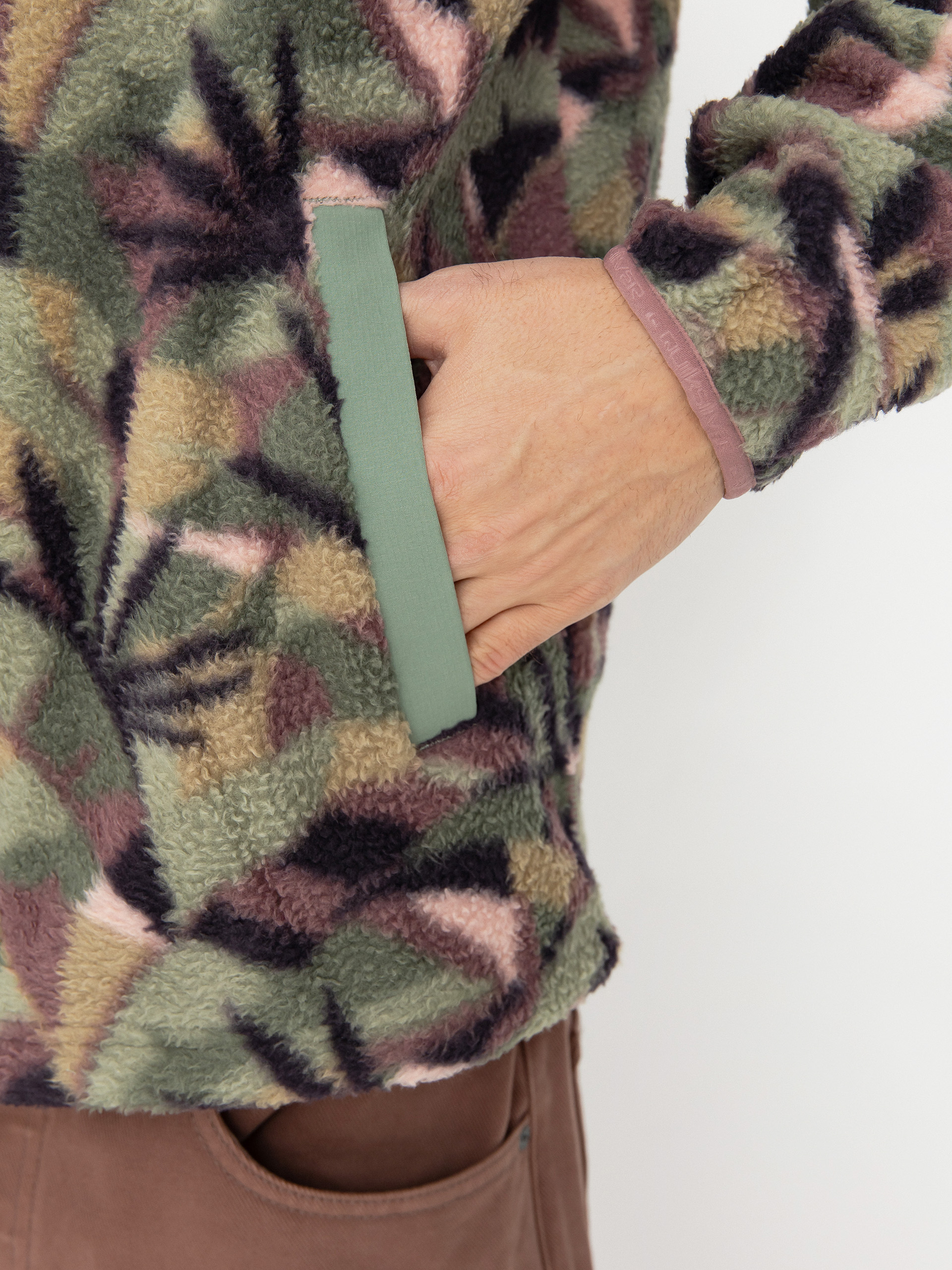 Férfi Pulóver Quiksilver Clean Coast FZ (desert sage abstract palm)