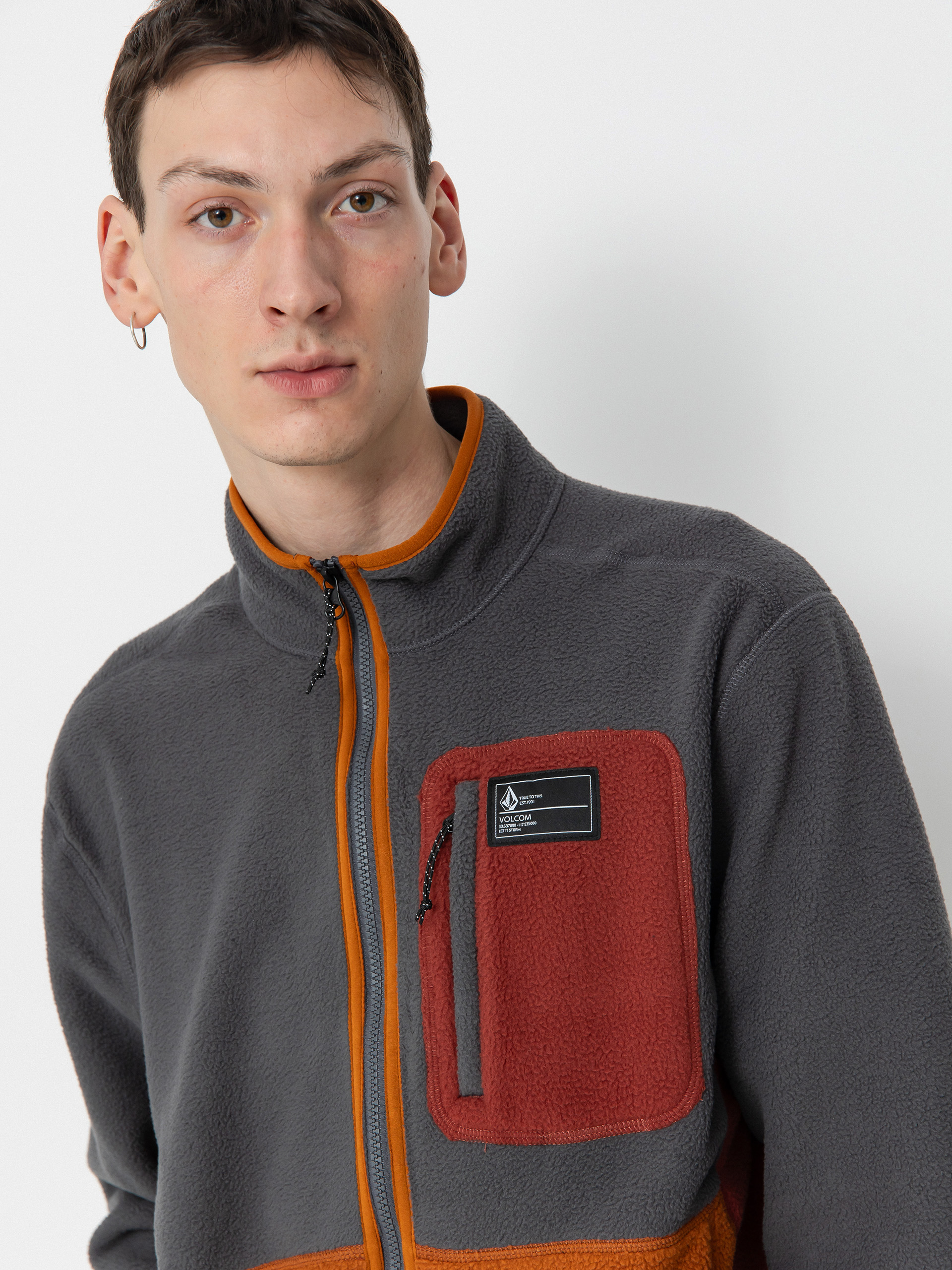 Férfi Thermo pulóver Volcom Fleecer Full Zip (charcoal)