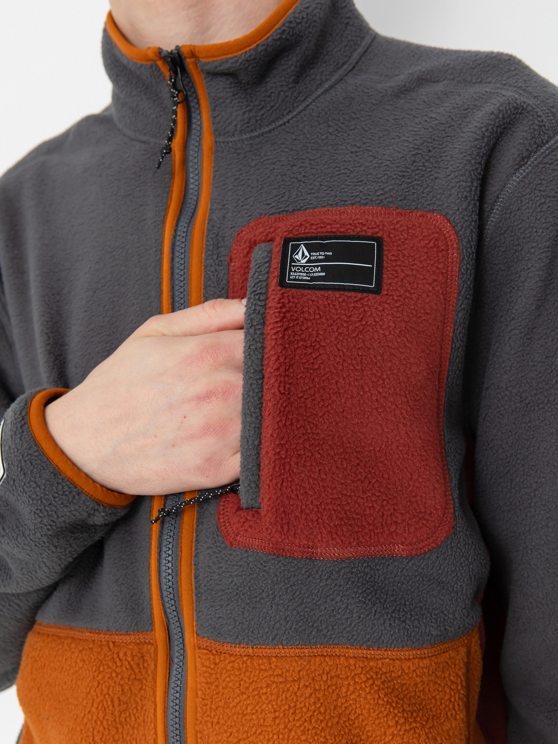 Férfi Thermo pulóver Volcom Fleecer Full Zip (charcoal)