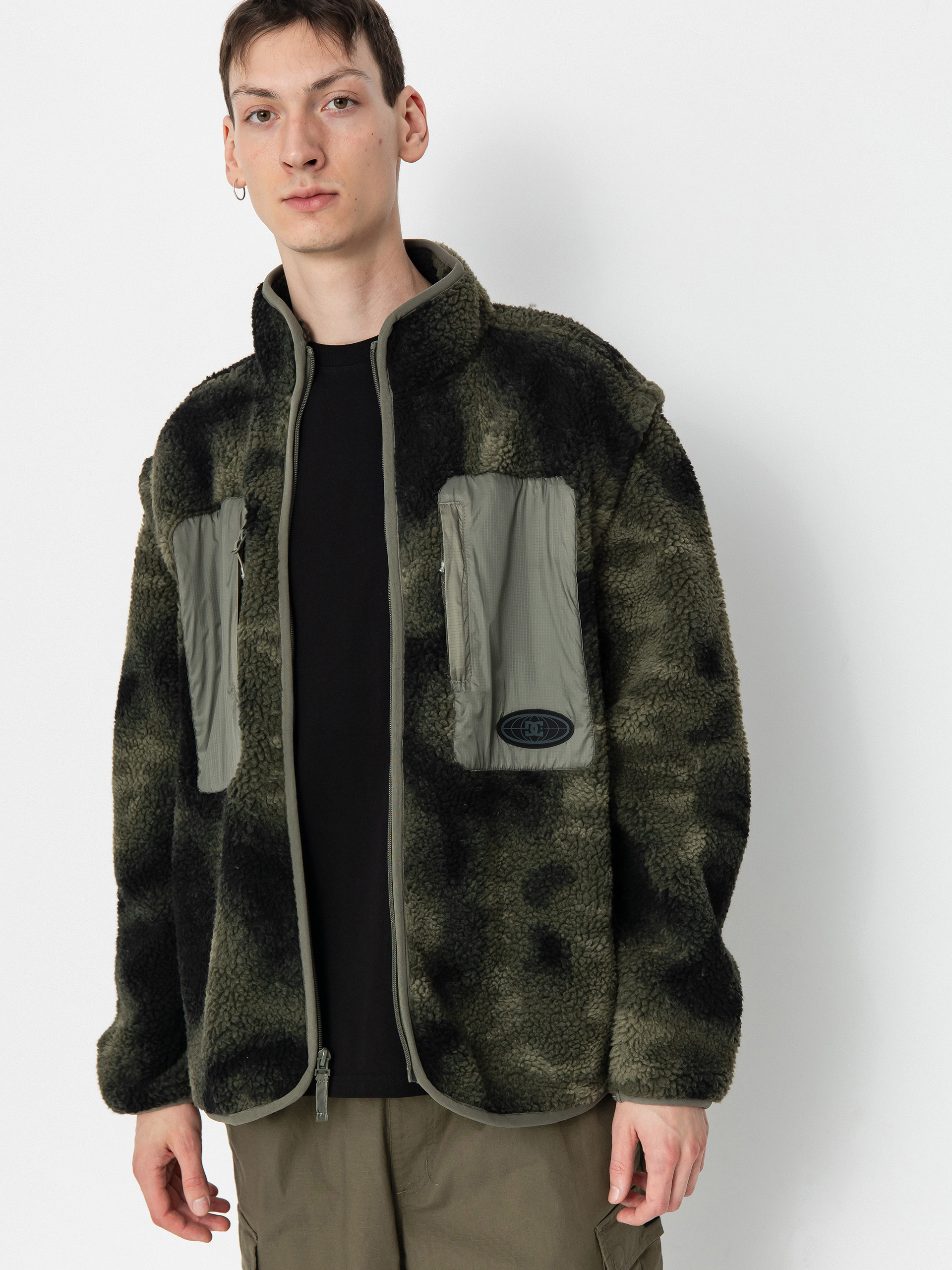 DC Traverse Polu00e1r pulu00f3ver (olive overspray prnt)