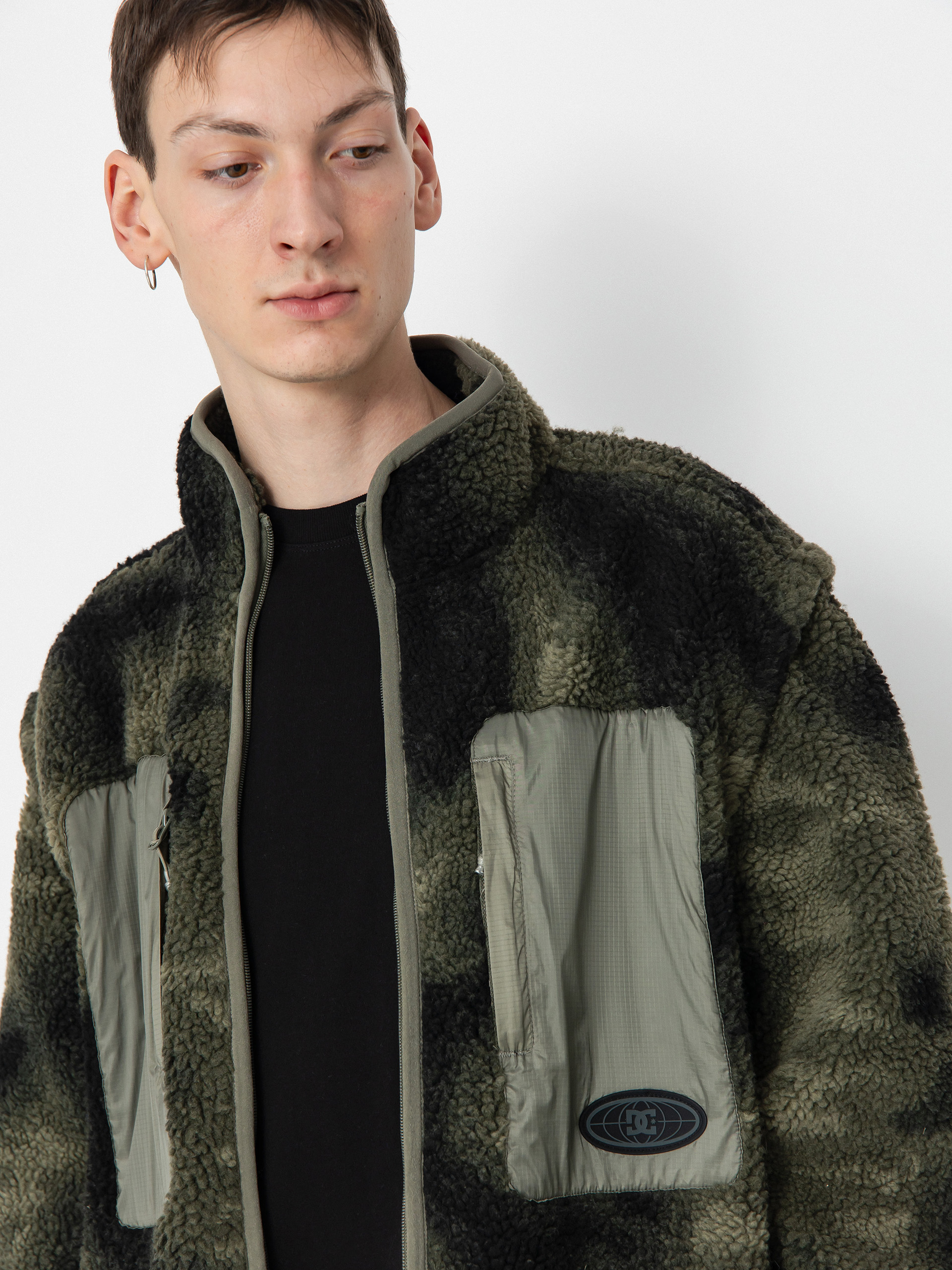 Férfi DC Traverse Polár pulóver (olive overspray prnt)