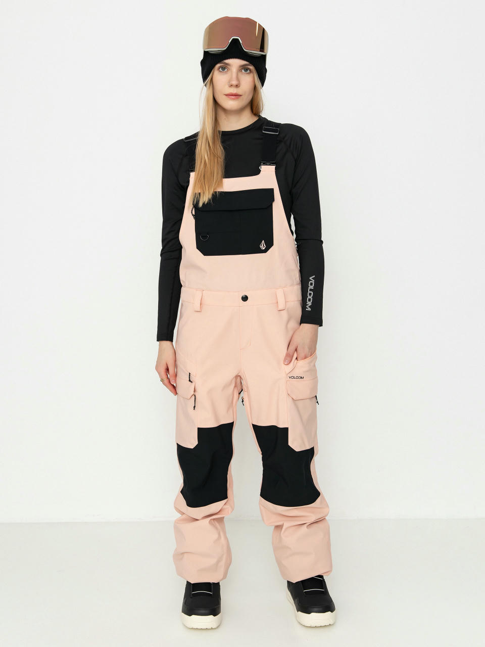 Női Snowboard nadrág Volcom Creston 3D Stretch Bib Overall (coral haze)