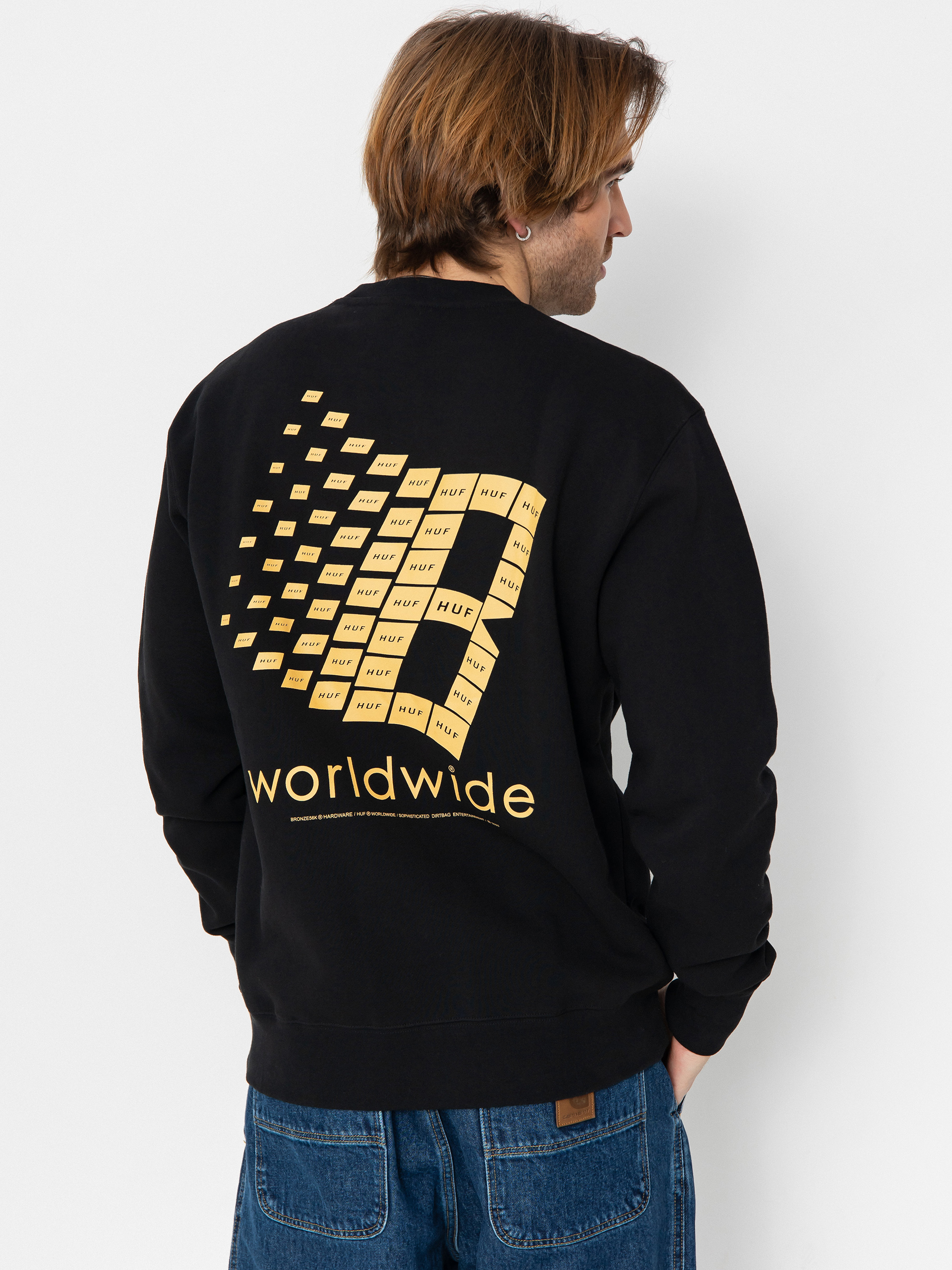 Pulóver HUF X Bronze Worldwide Crewneck (black)