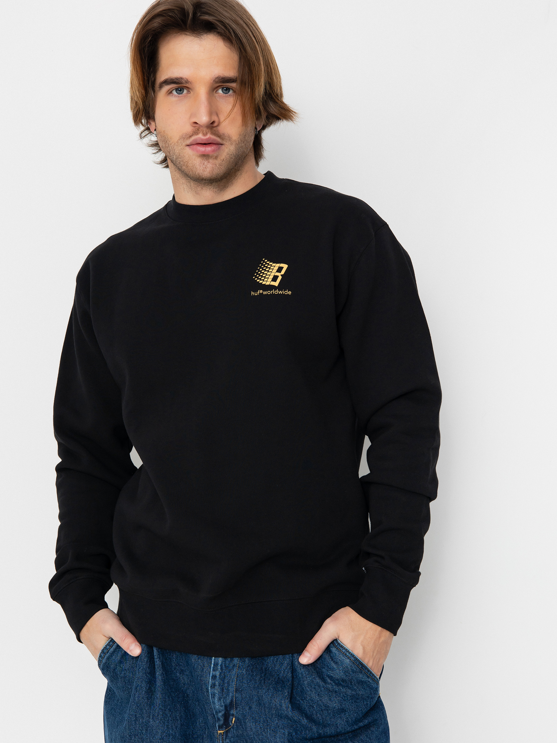 Pulóver HUF X Bronze Worldwide Crewneck (black)