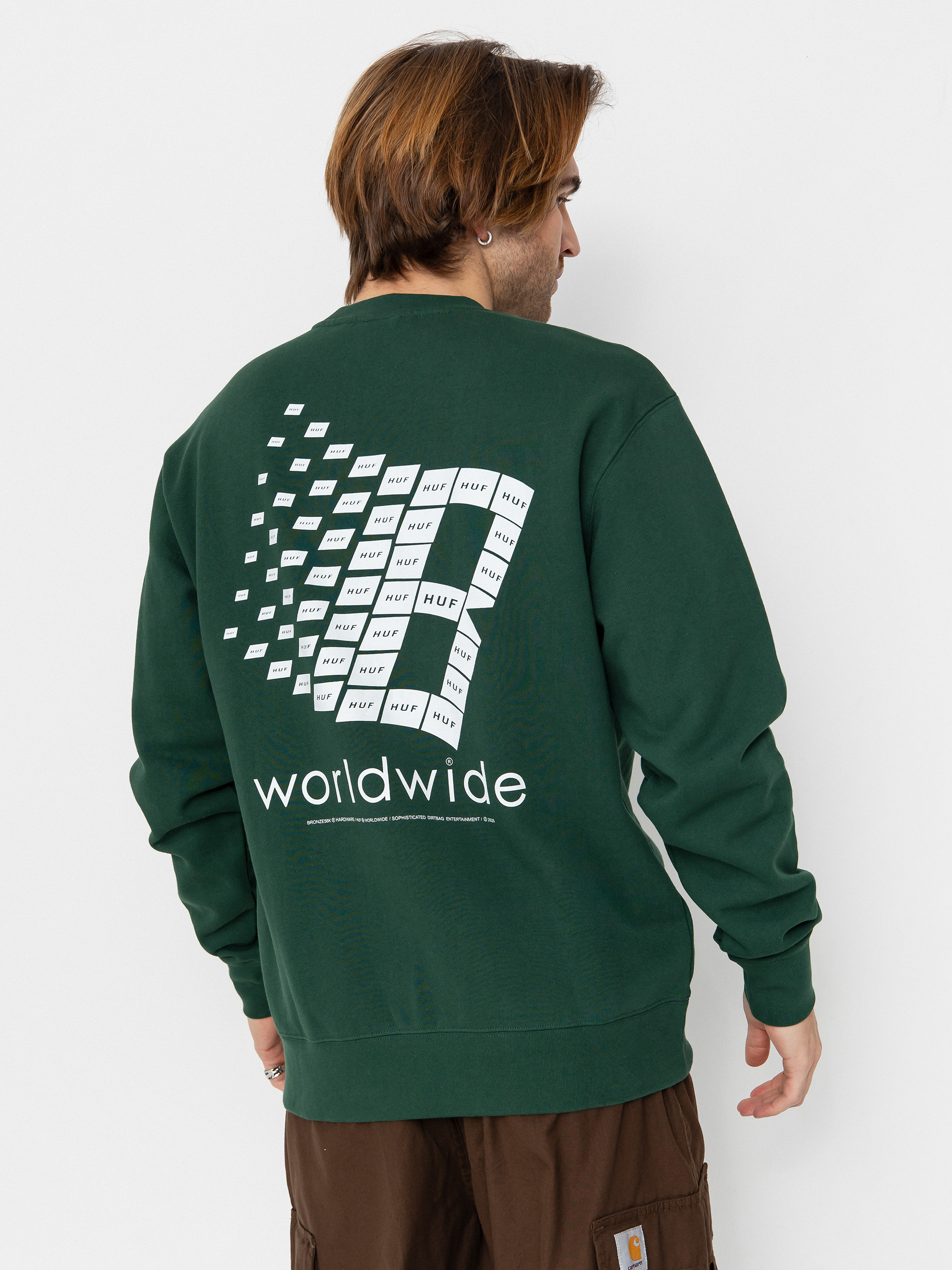 Pulóver HUF X Bronze Worldwide Crewneck (forest green)