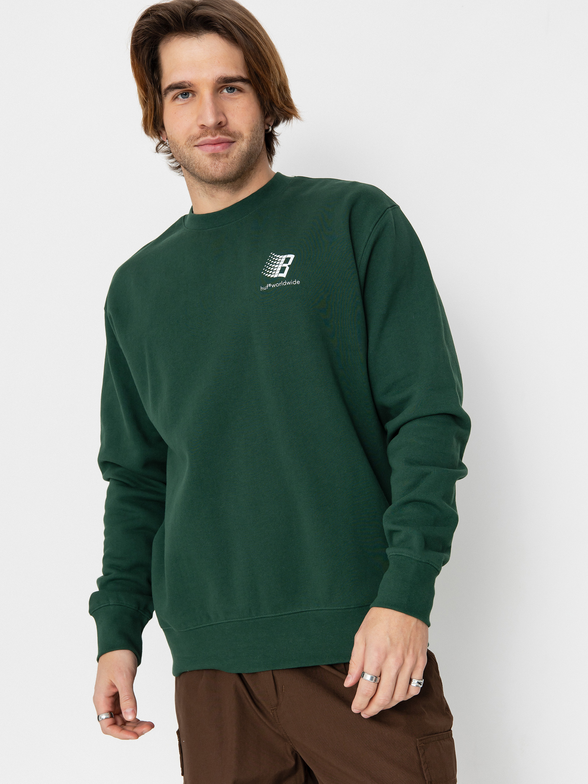 Pulóver HUF X Bronze Worldwide Crewneck (forest green)
