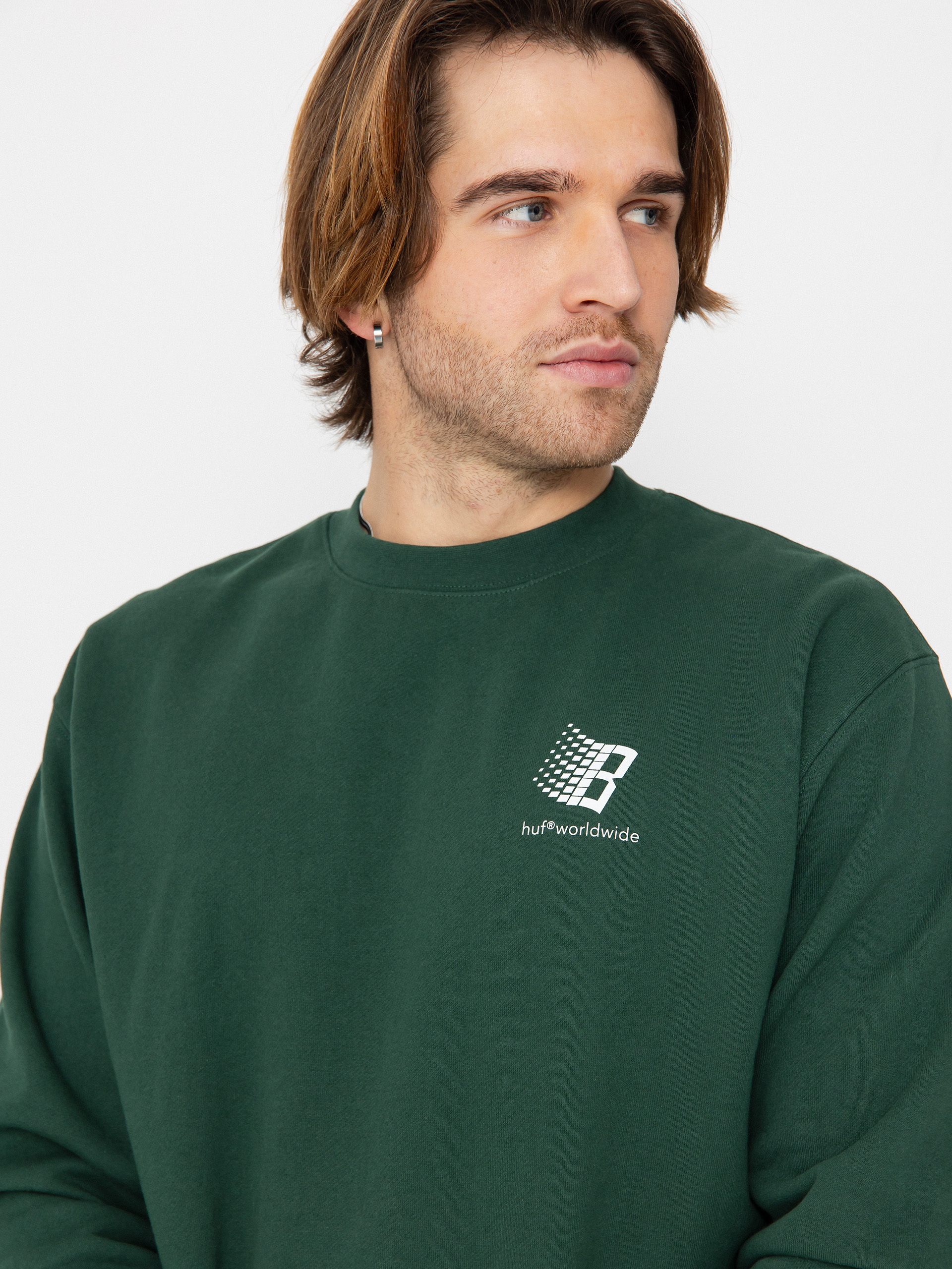 Pulóver HUF X Bronze Worldwide Crewneck (forest green)